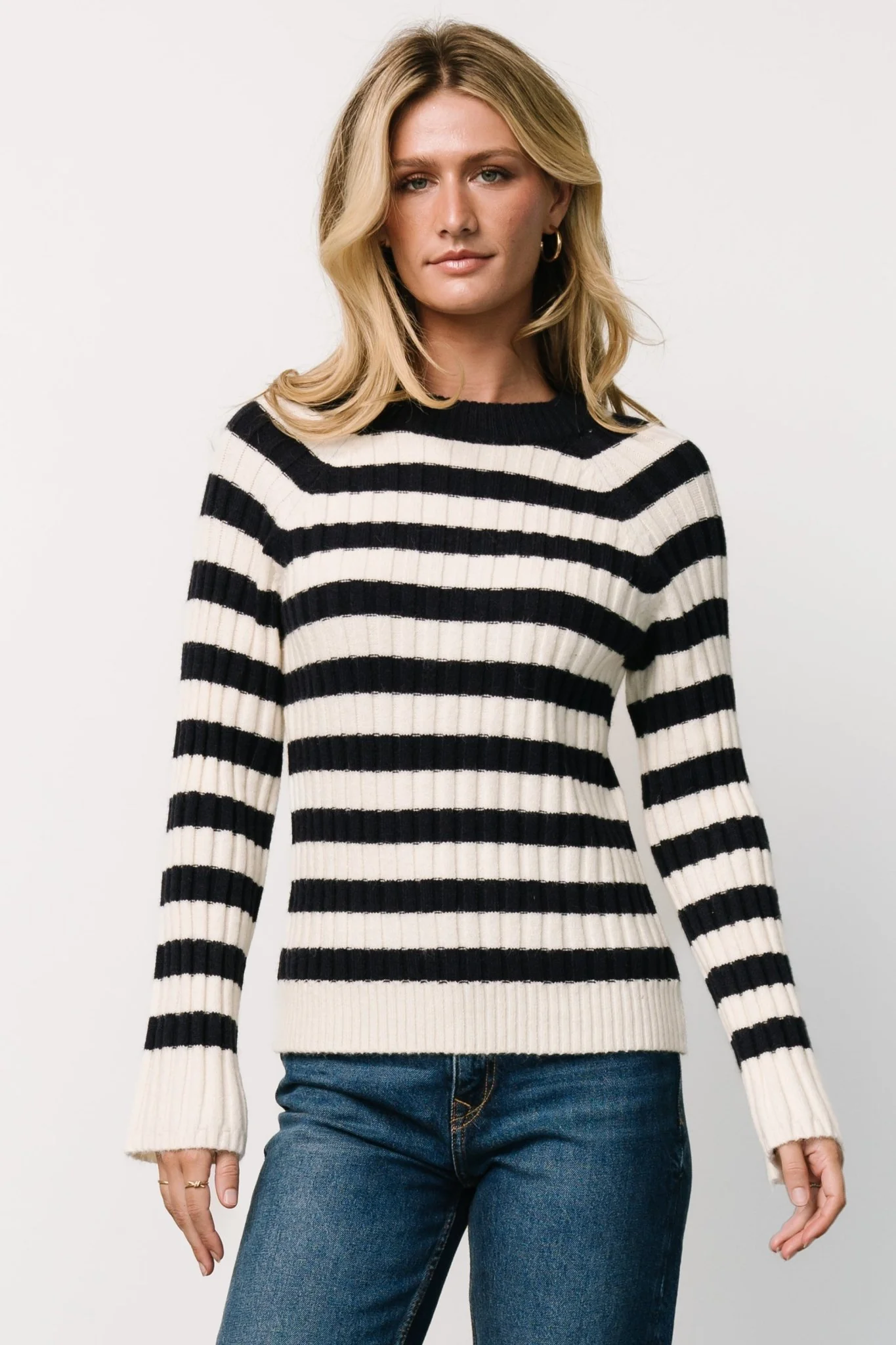 Carrie Striped Sweater | Navy + Ivory