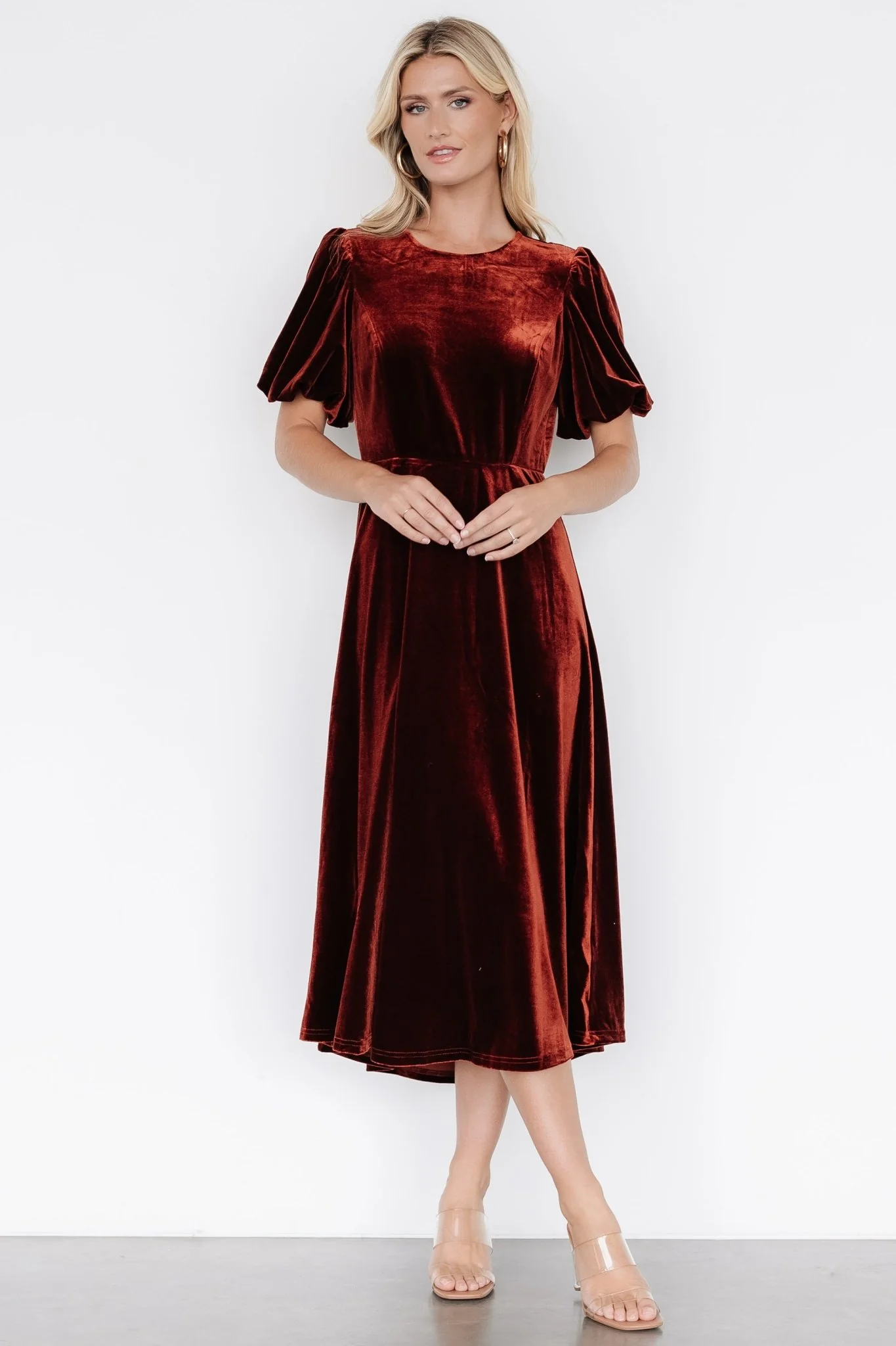 Nita Velvet Midi Dress | Deep Cinnamon