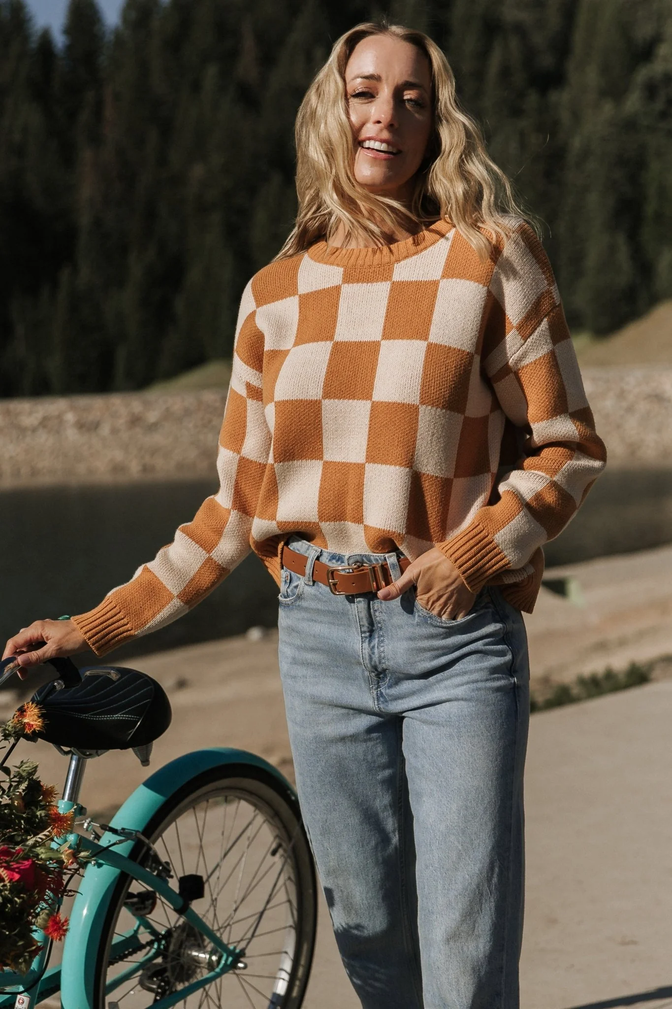Quincy Checkered Sweater | Pumpkin Spice