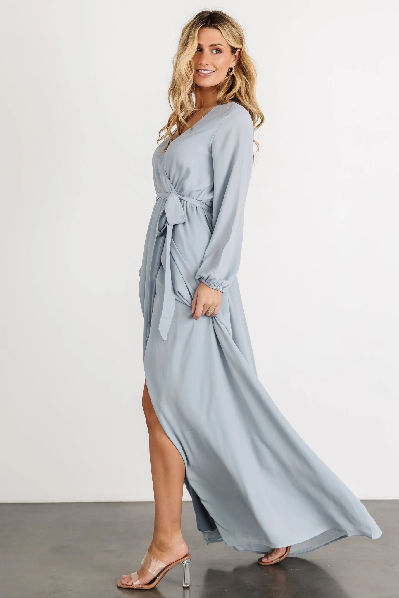Breanne Faux Wrap Maxi Dress | Light Blue
