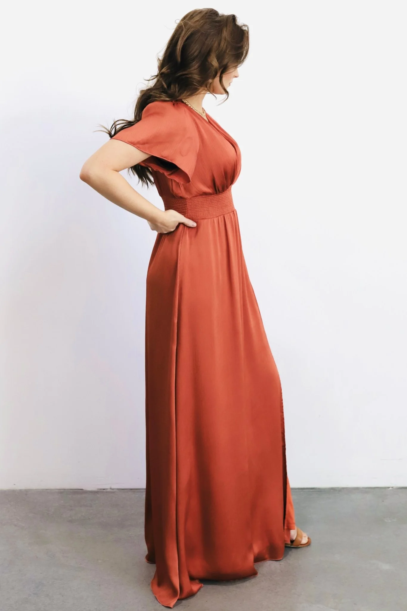Prague Satin Maxi Dress | Rust