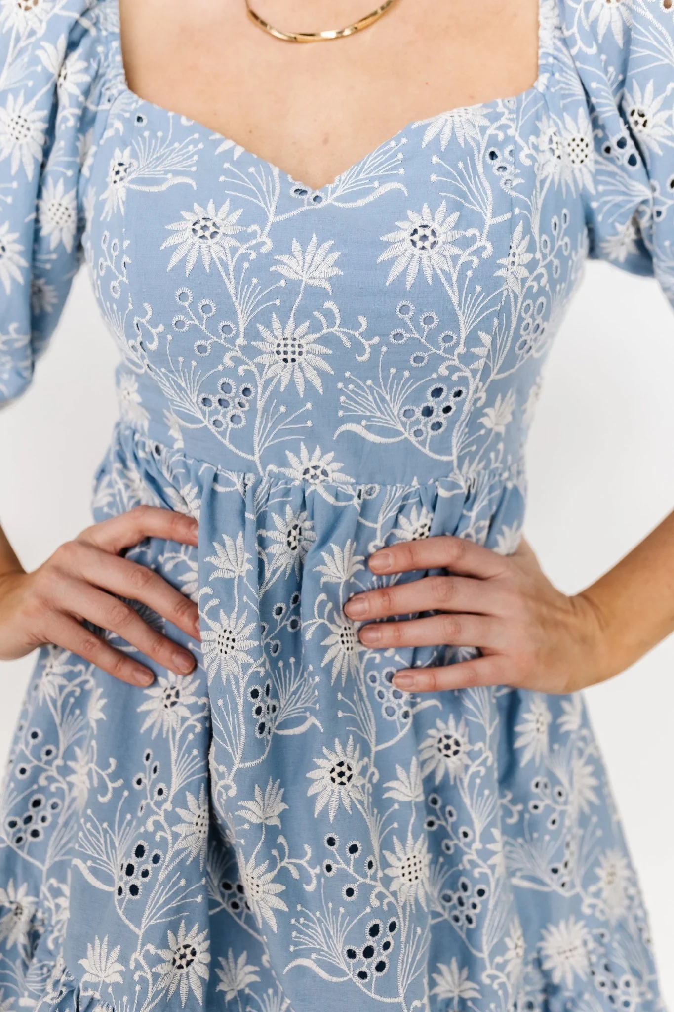 Serres Eyelet Mini Dress | Blue Floral
