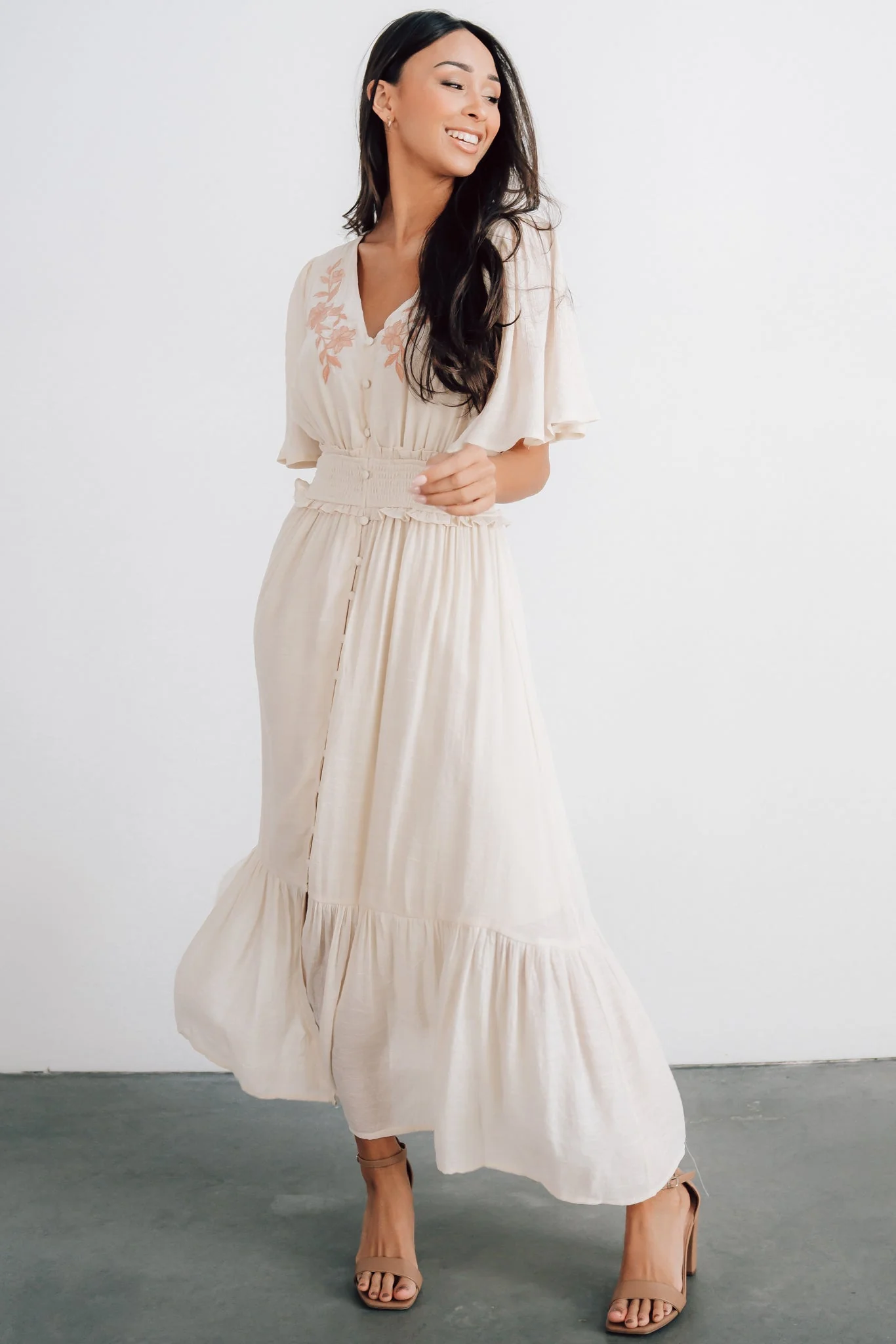 Luz Embroidered Maxi Dress | Natural