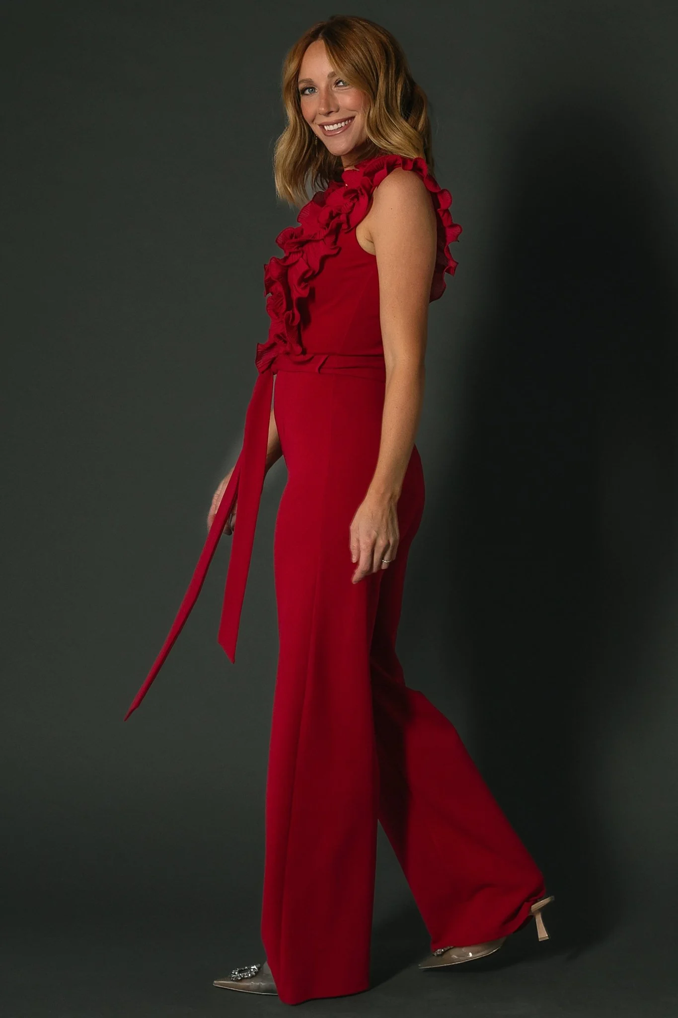 Tyra Ruffle Tank Jumpsuit | Burgundy