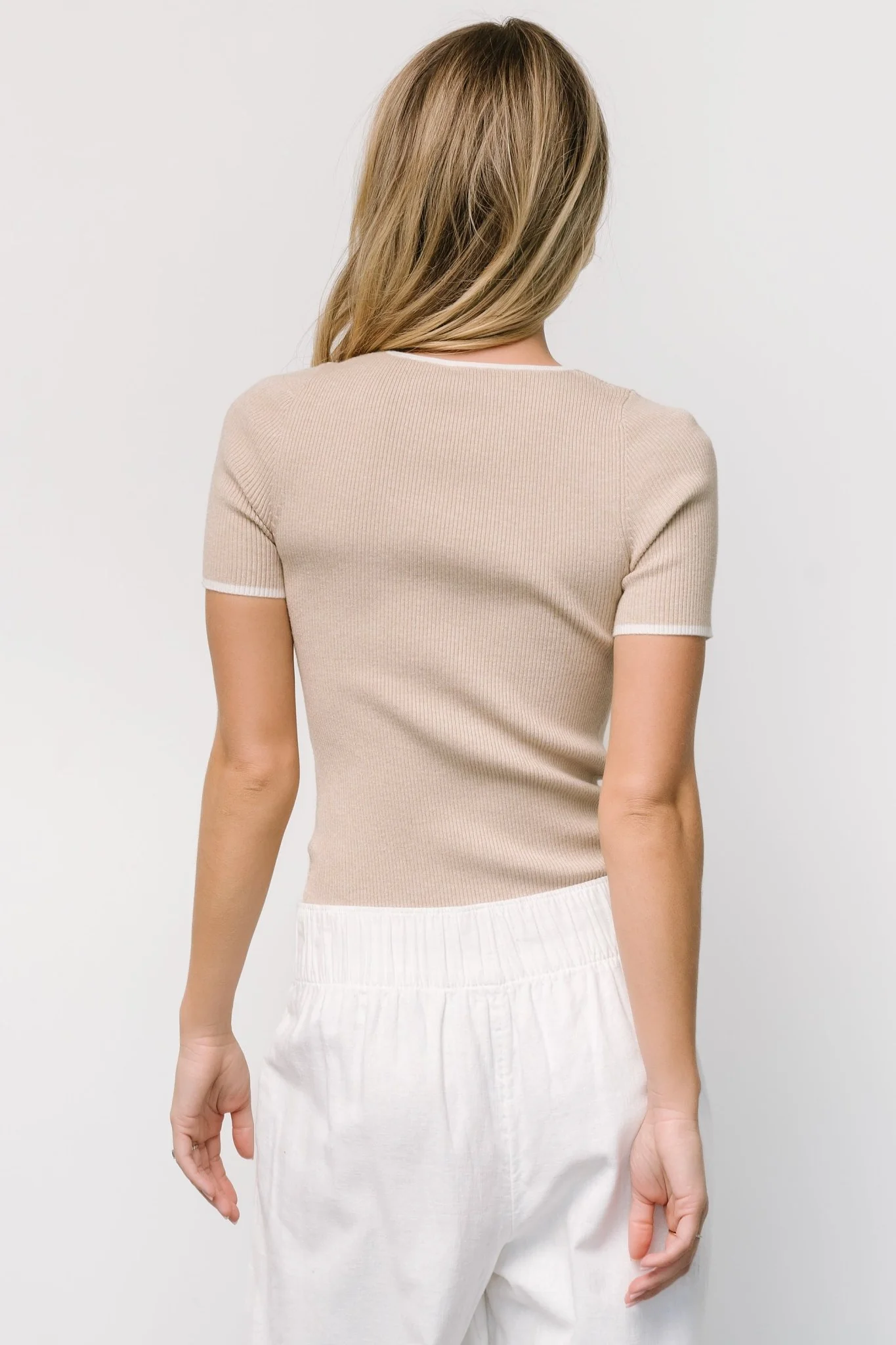 Dena Ribbed Top | Natural + Ivory
