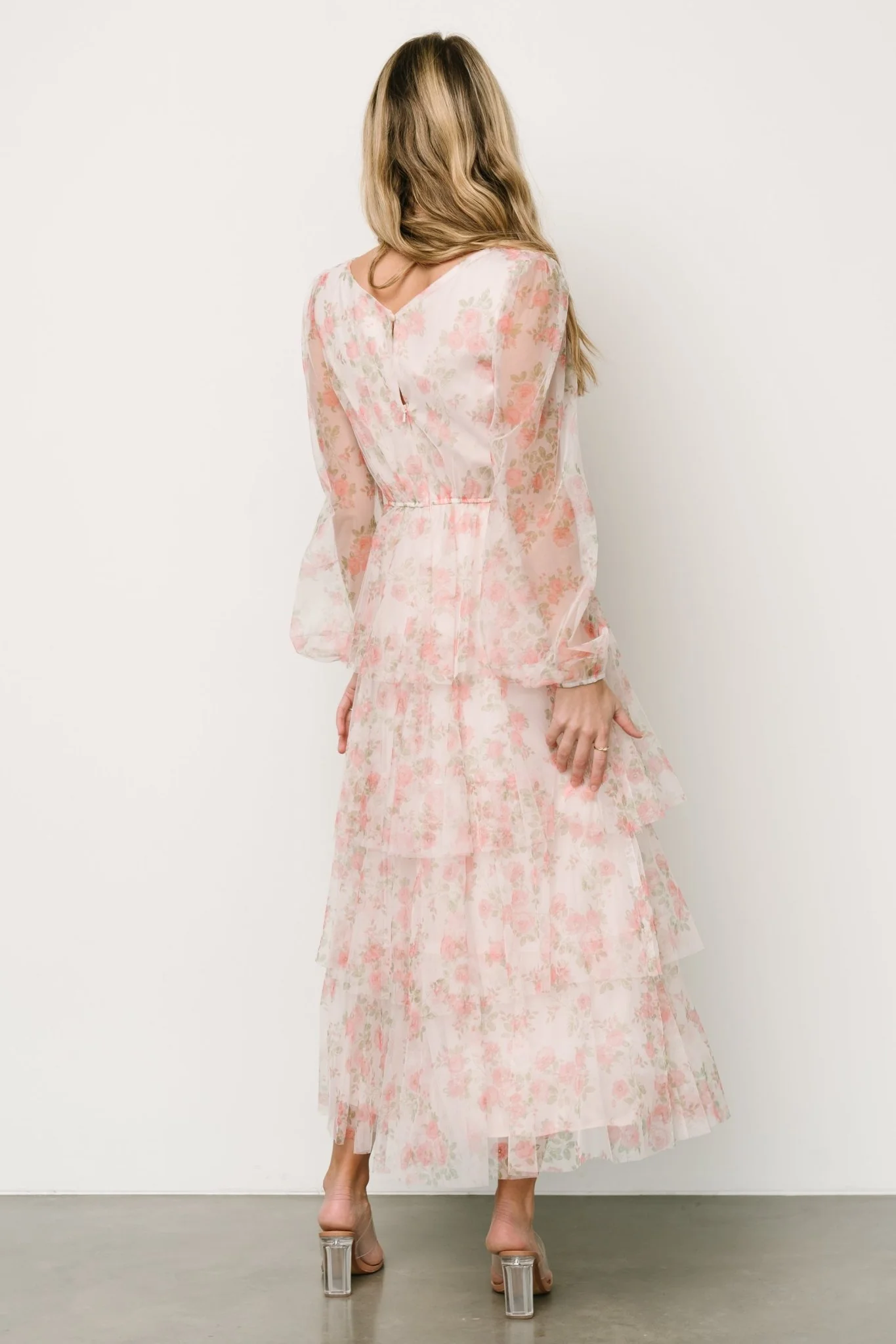 Carolina Tulle Tiered Maxi Dress | Blush Floral