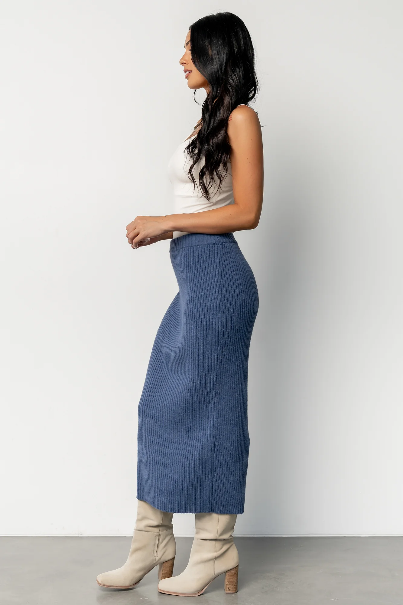 Blair Rib Knit Skirt | Blue