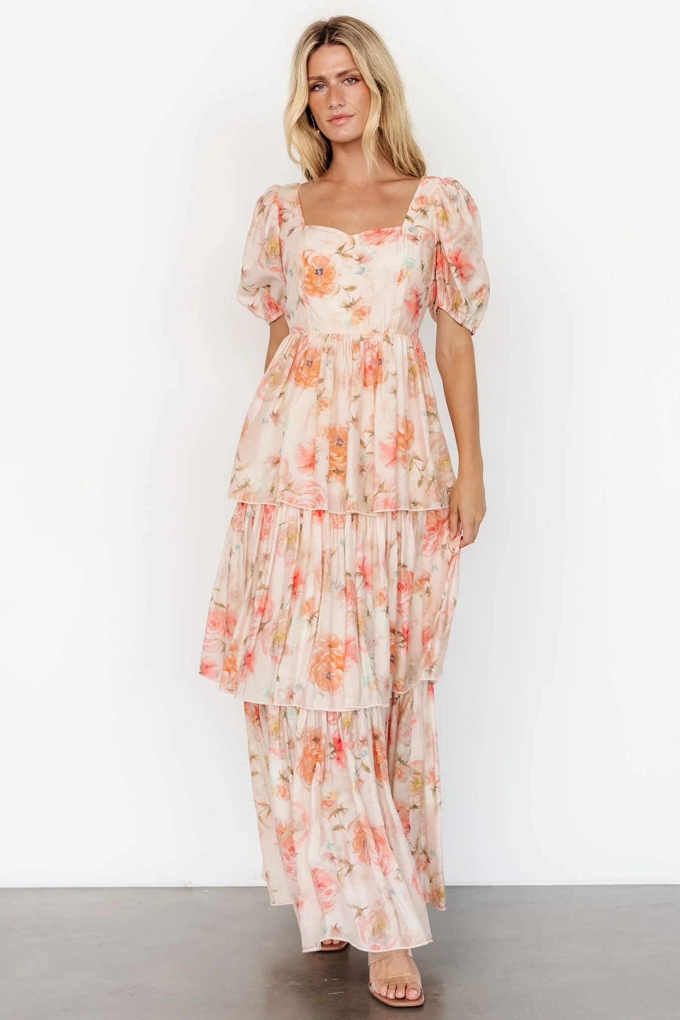Cozette Tiered Maxi Dress | Blush Floral