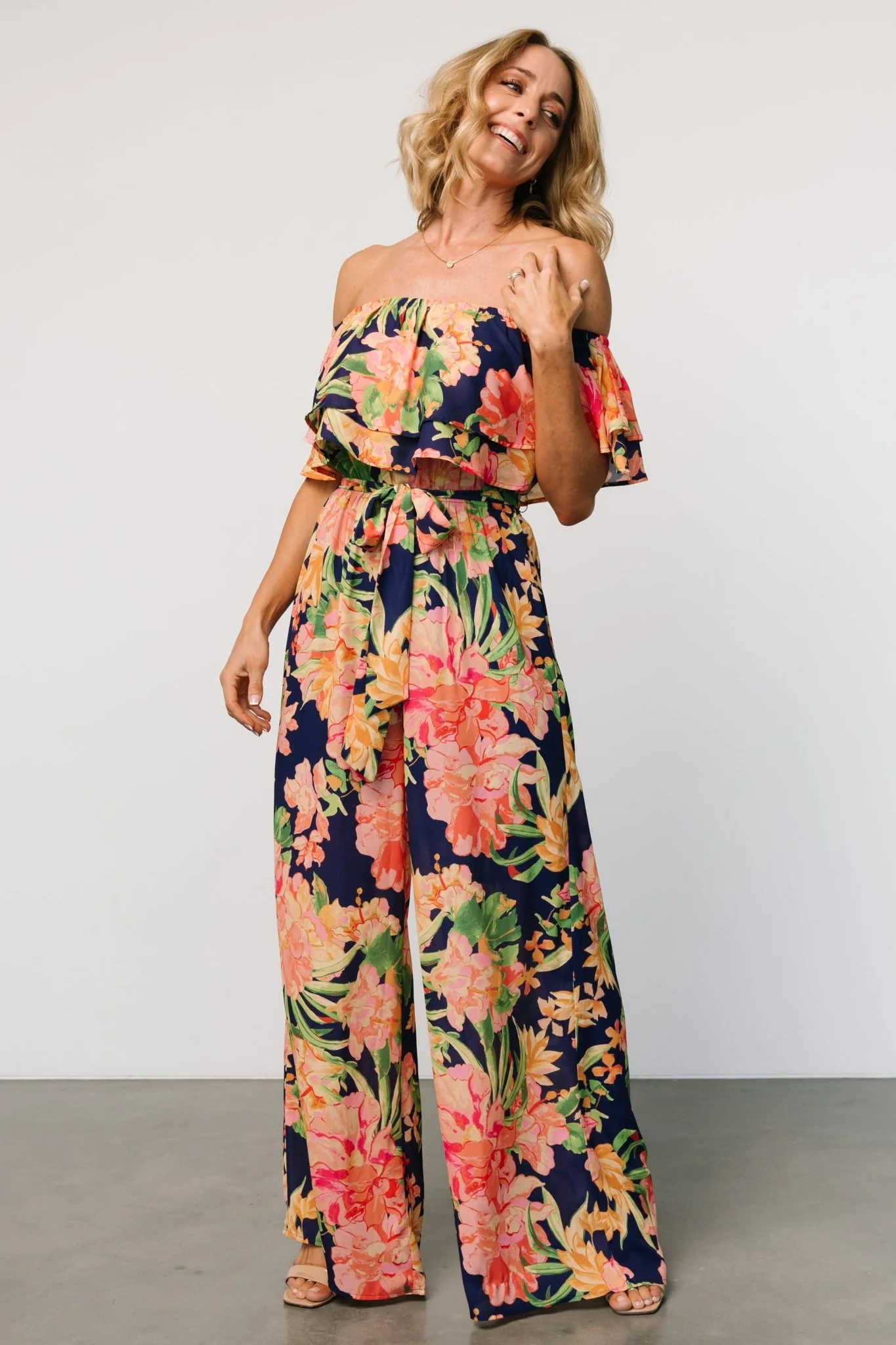 Capistrano Ruffle Jumpsuit | Navy Floral