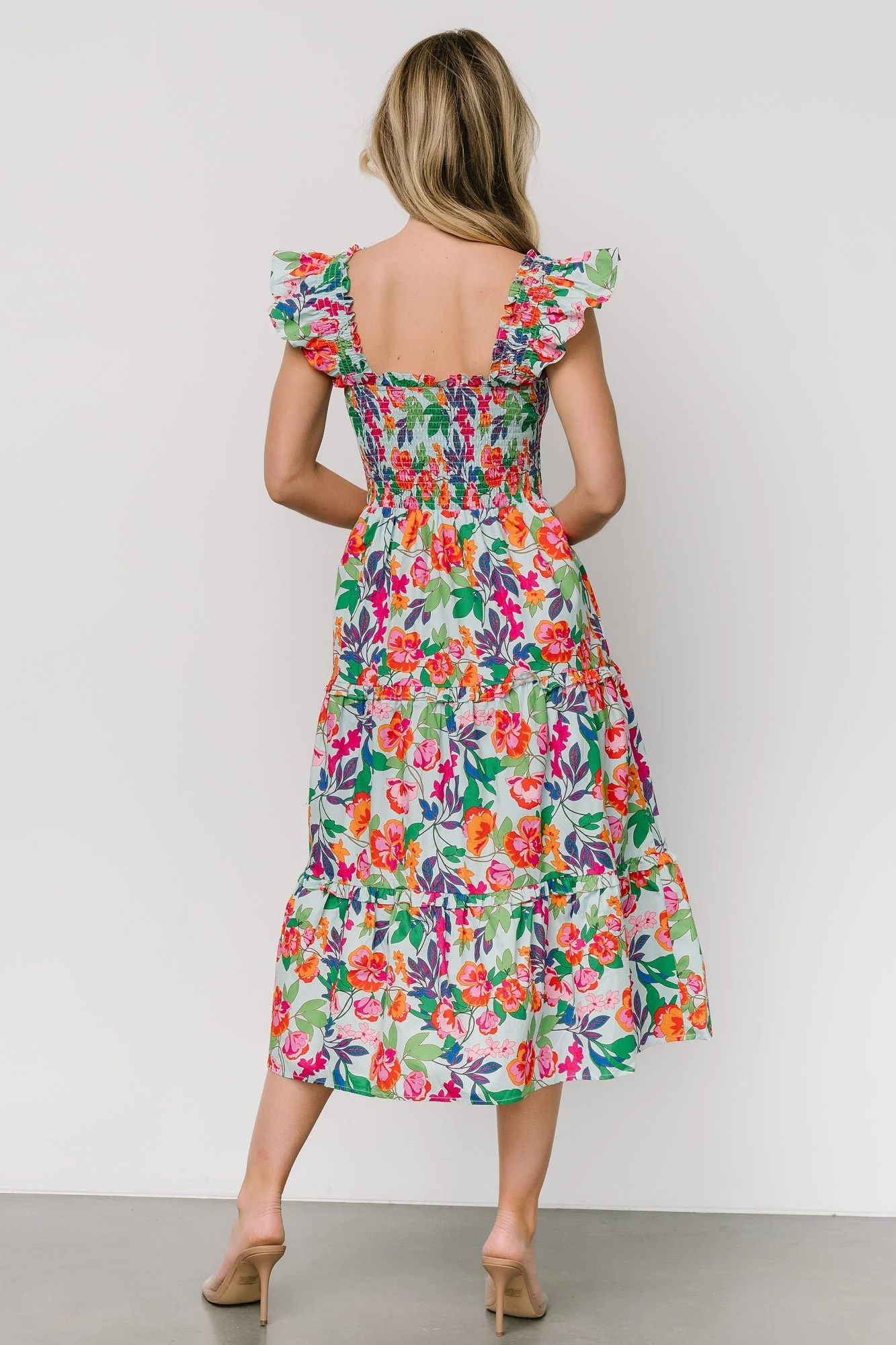 Harper Smocked Midi Dress | Blue Multi Floral