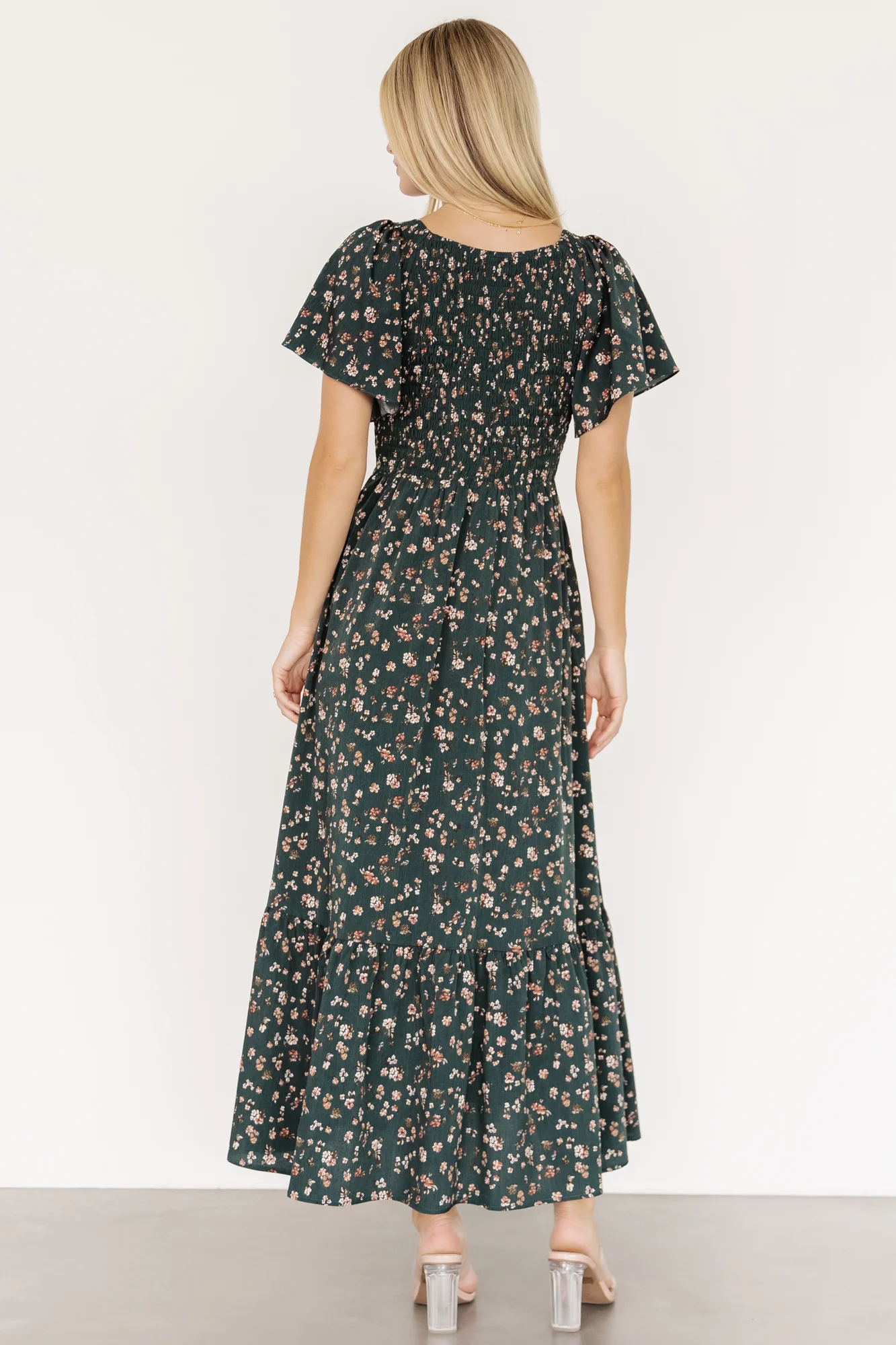 Jerah Smocked Dress | Deep Jade Floral