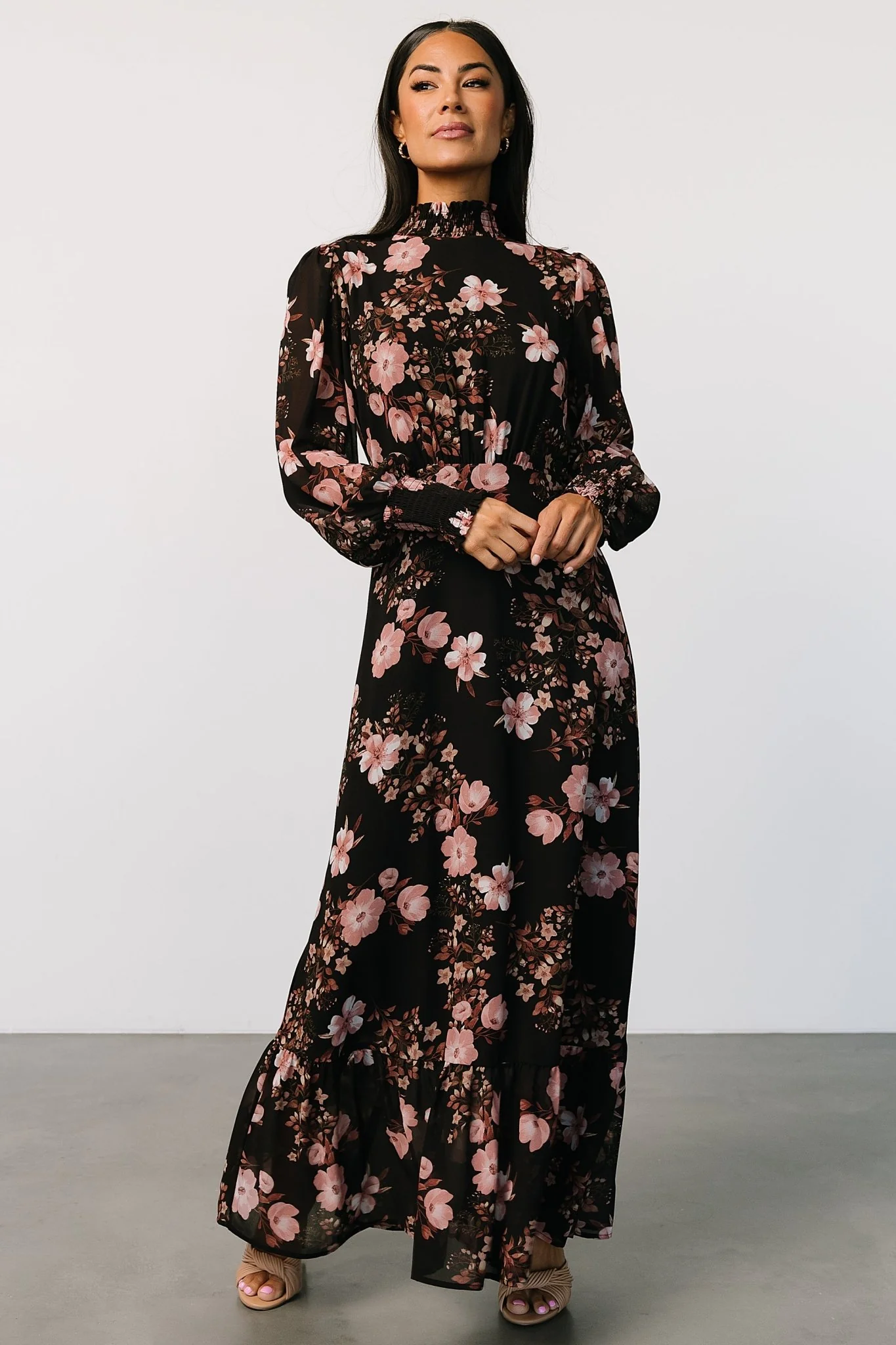Luciana Maxi Dress | Black + Mauve