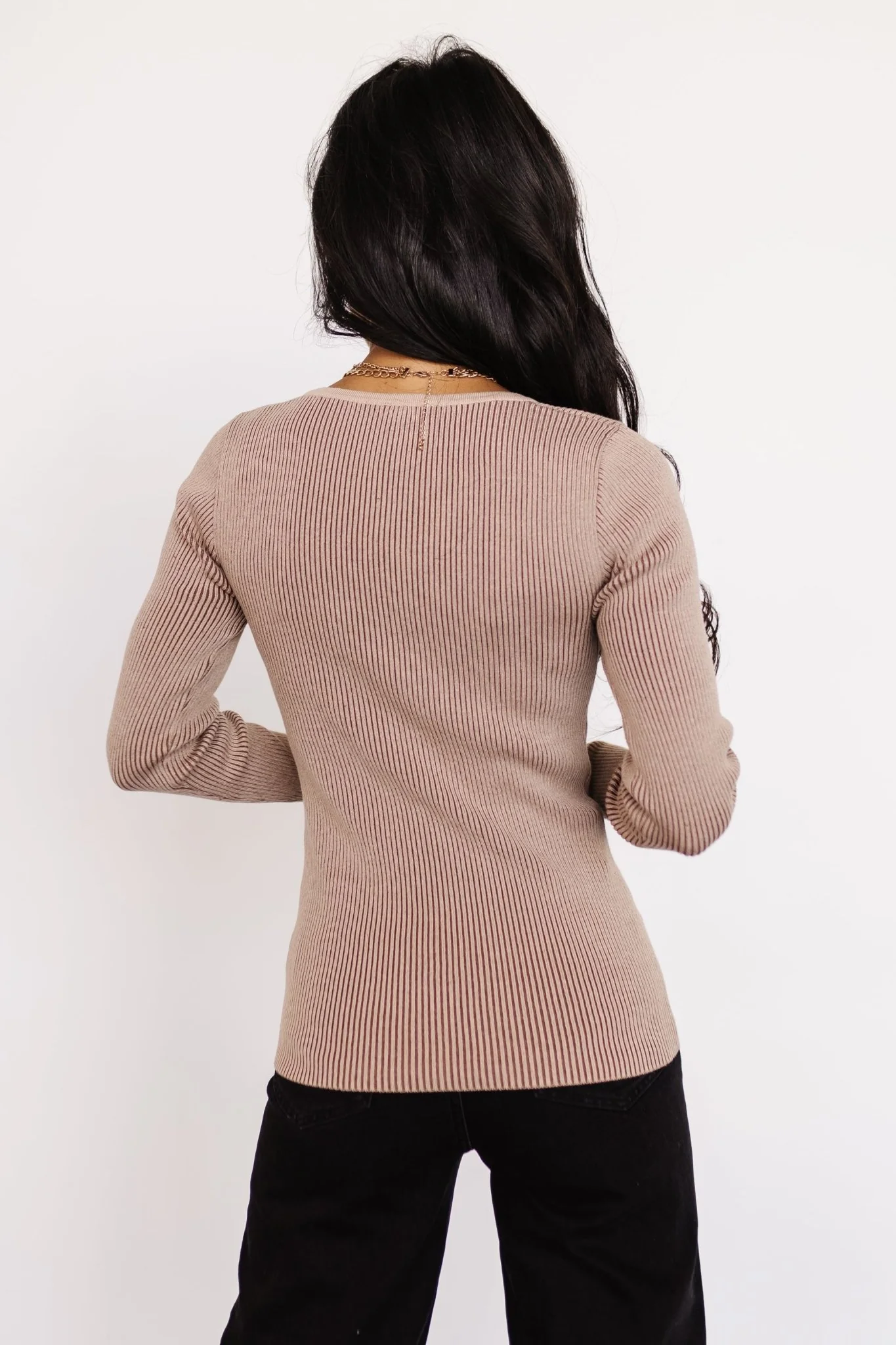 Maria Sweetheart Ribbed Top | Tan