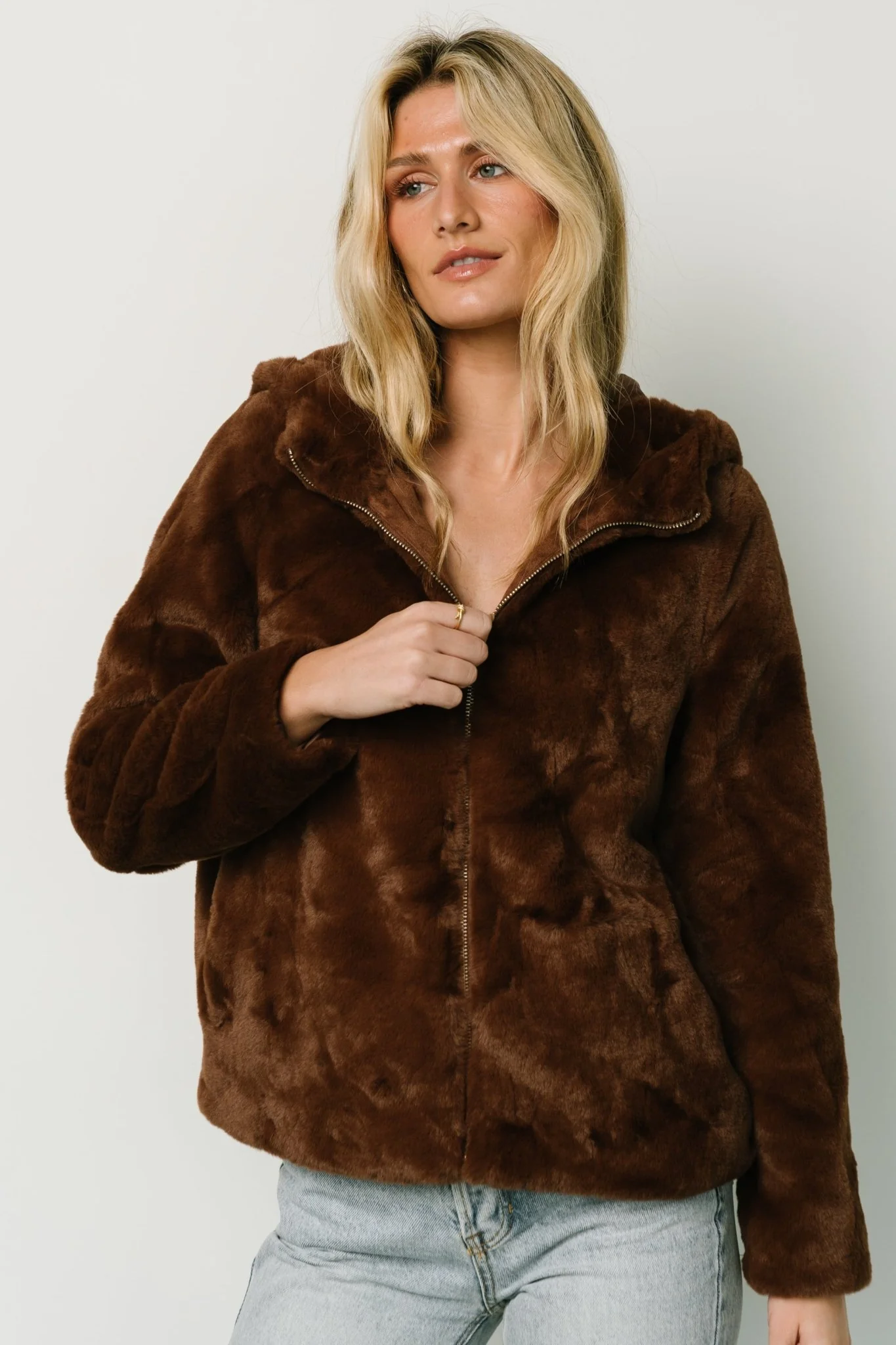 Leeds Faux Fur Jacket | Brown