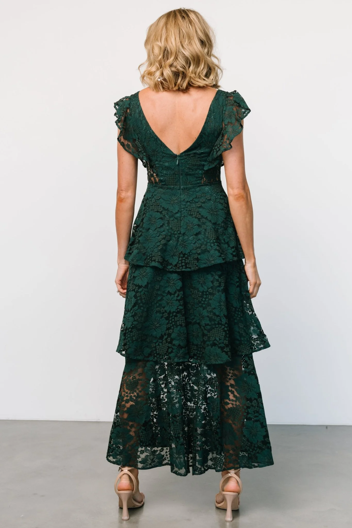 Margot Lace Tiered Maxi Dress | Deep Emerald