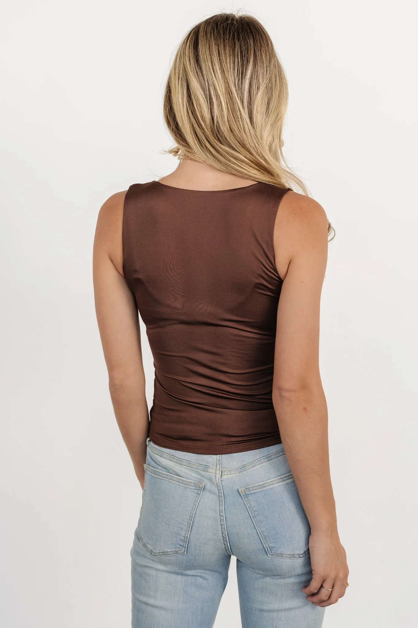 Ana Scoop Neck Tank Top | Dark Brown