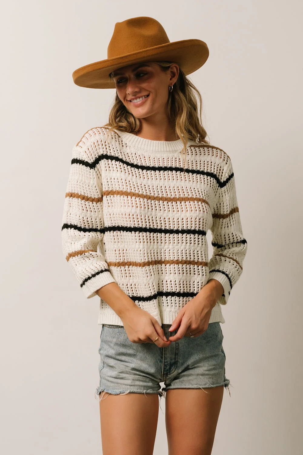 Sundance Knit Sweater Top | Ivory Multi Stripe