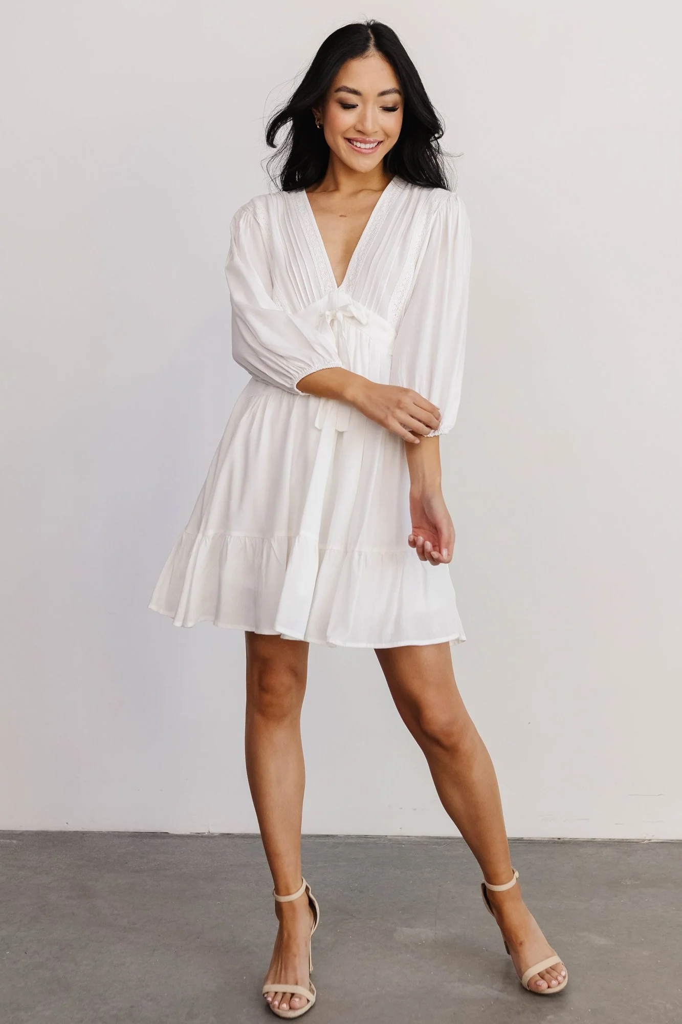Amelia Boho Mini Dress | Off White