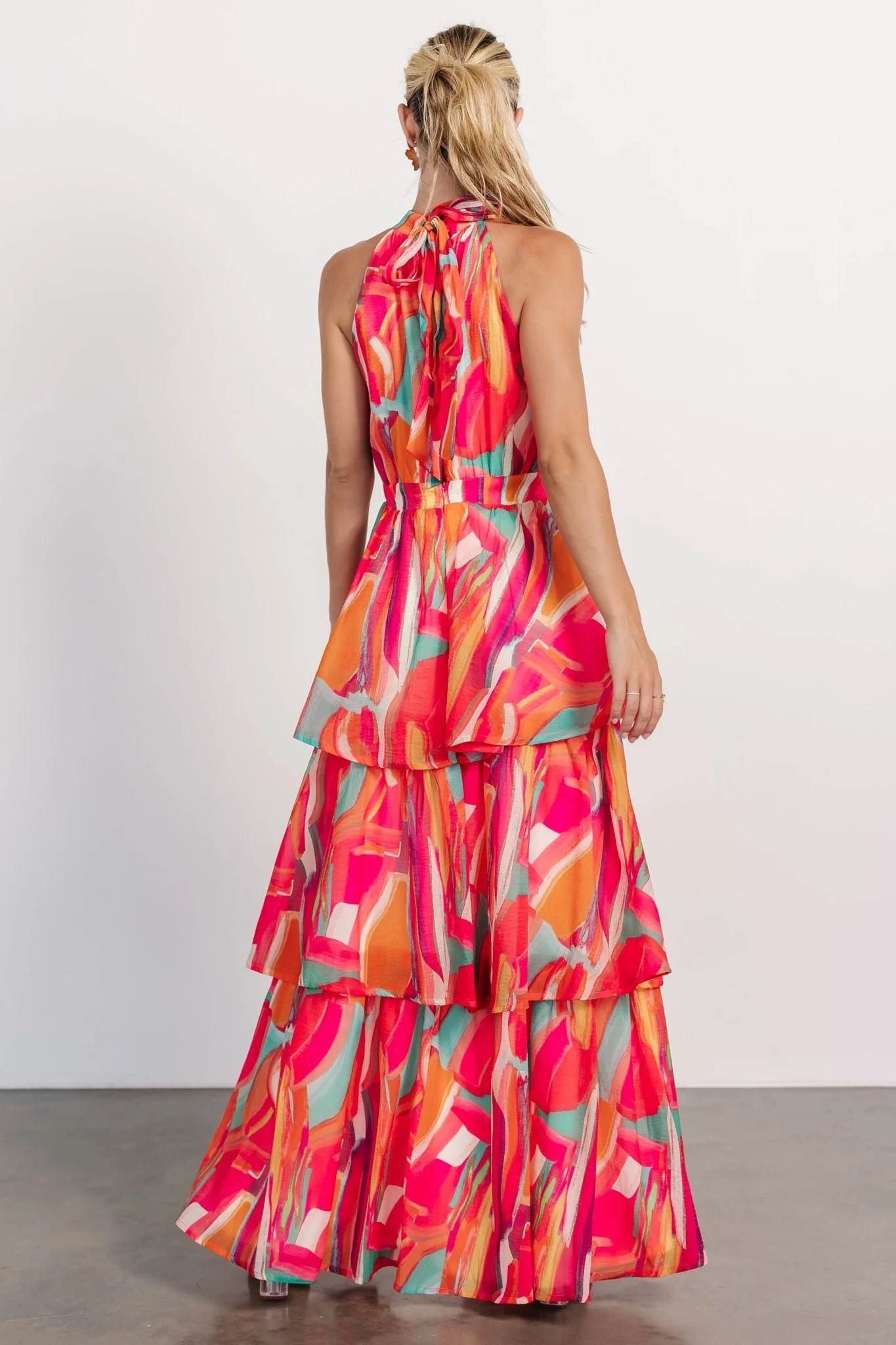 Autumn Halter Maxi Dress | Fuchsia Multi