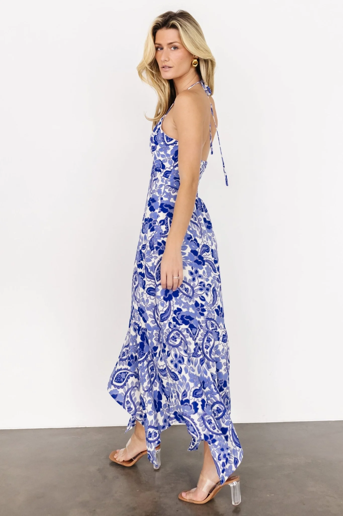 Camila Halter Maxi Dress | Blue + Ivory