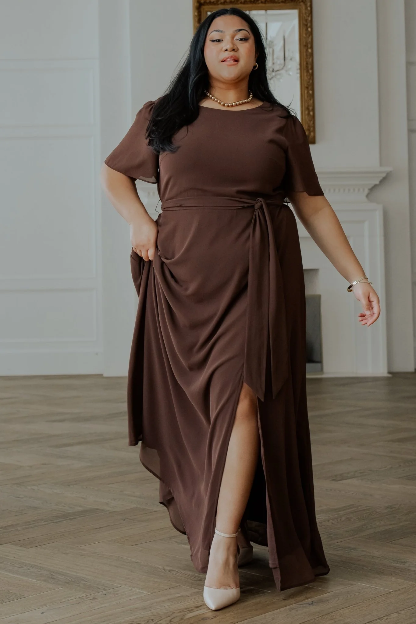 Naomi Short Sleeve Maxi Dress | Espresso