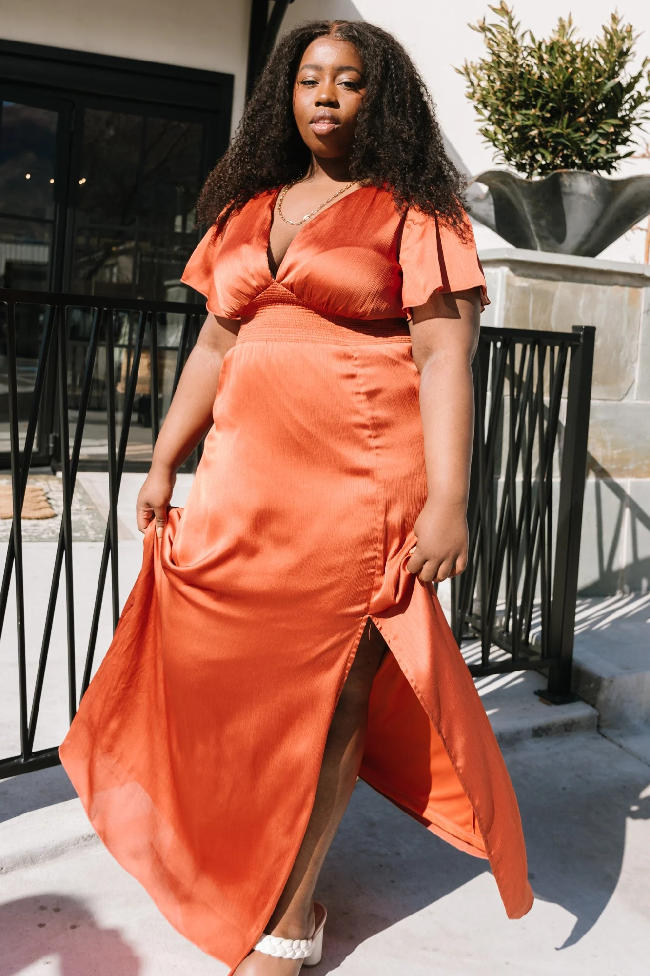 Prague Satin Maxi Dress | Rust