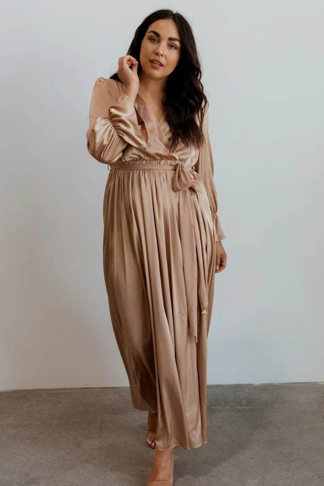 Holly Satin Maxi Dress | Champagne