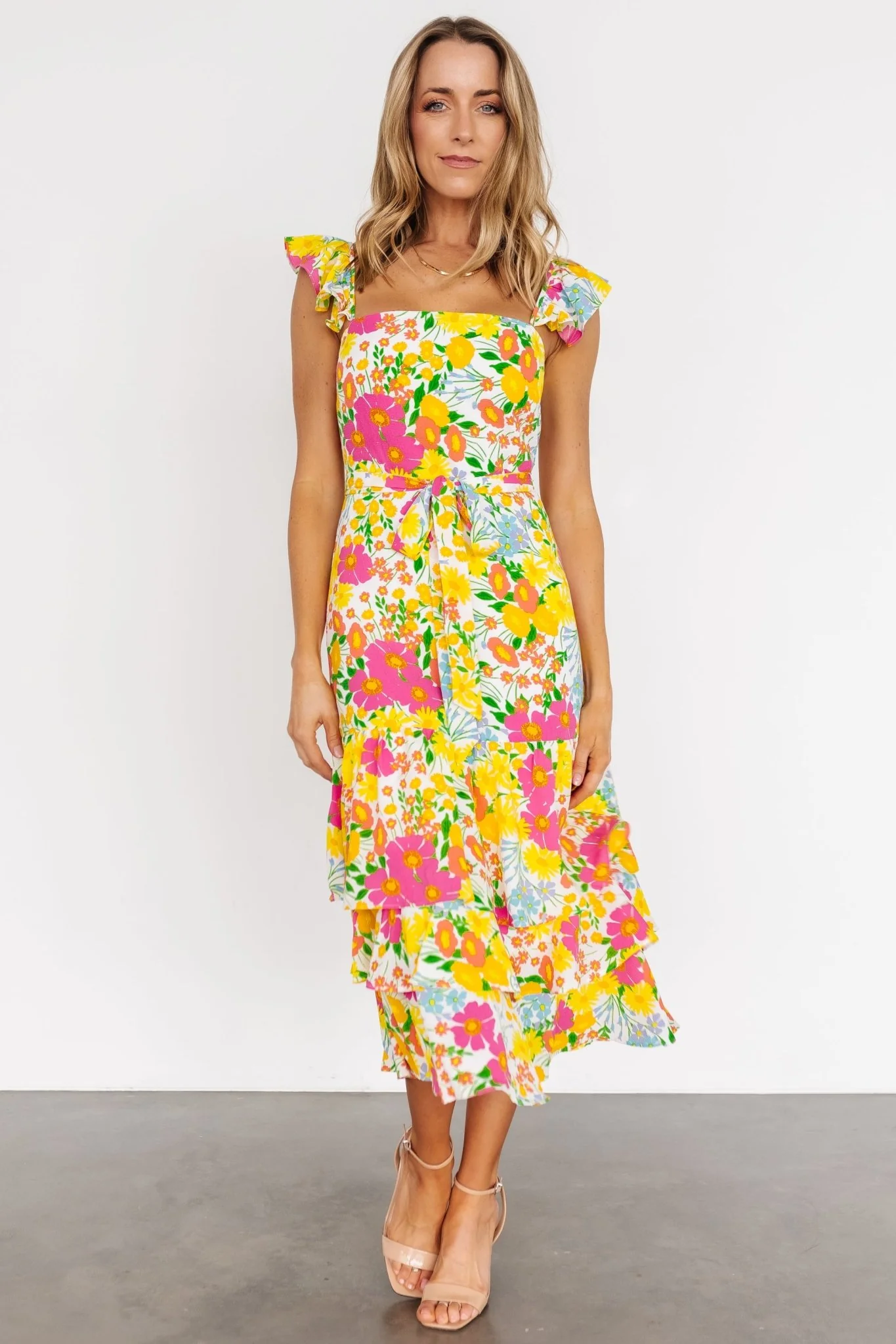 Dani Ruffle Tiered Midi Dress | Multi Floral