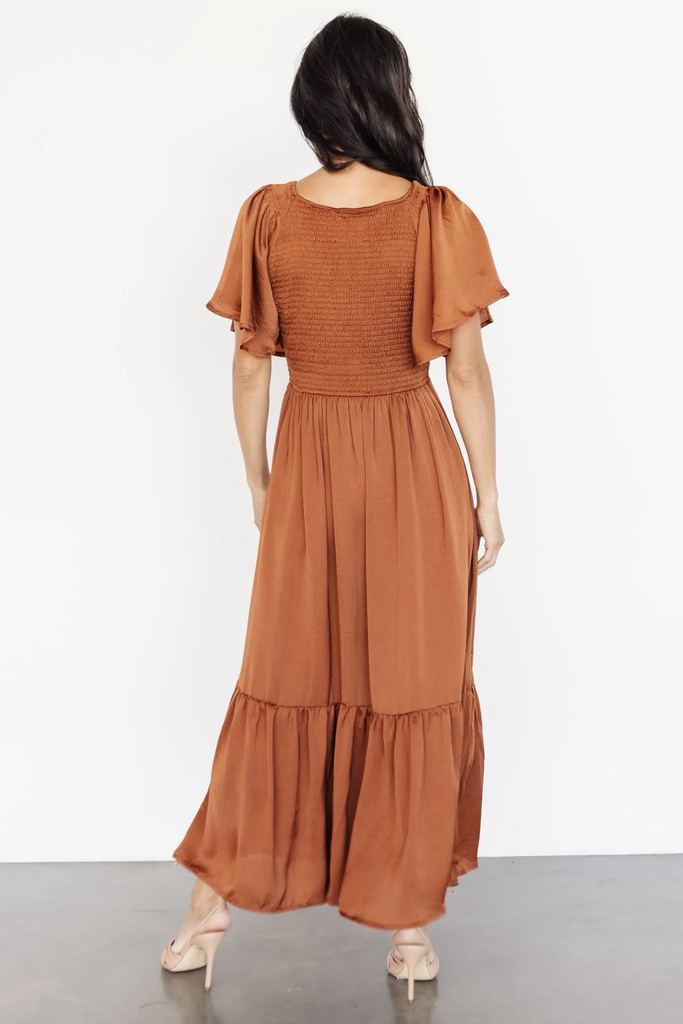 Lovell Smocked Midi Dress | Dark Copper