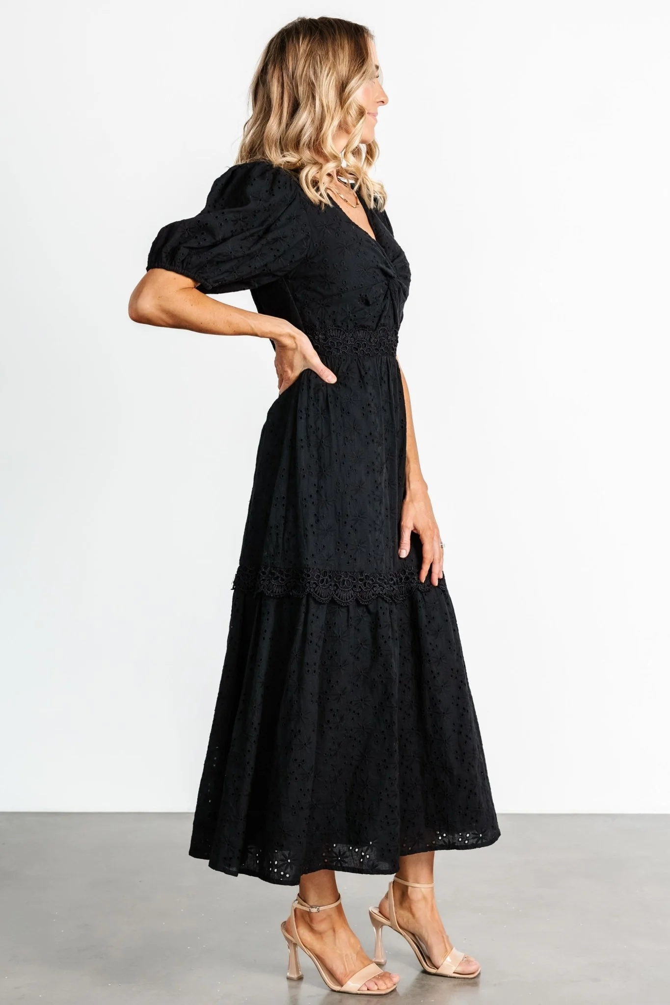 Jackie Eyelet Maxi Dress | Black