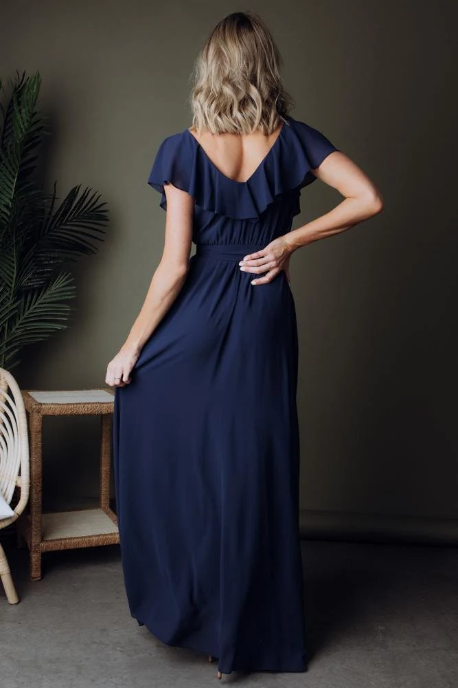 Katya Ruffle Maxi Dress | Navy
