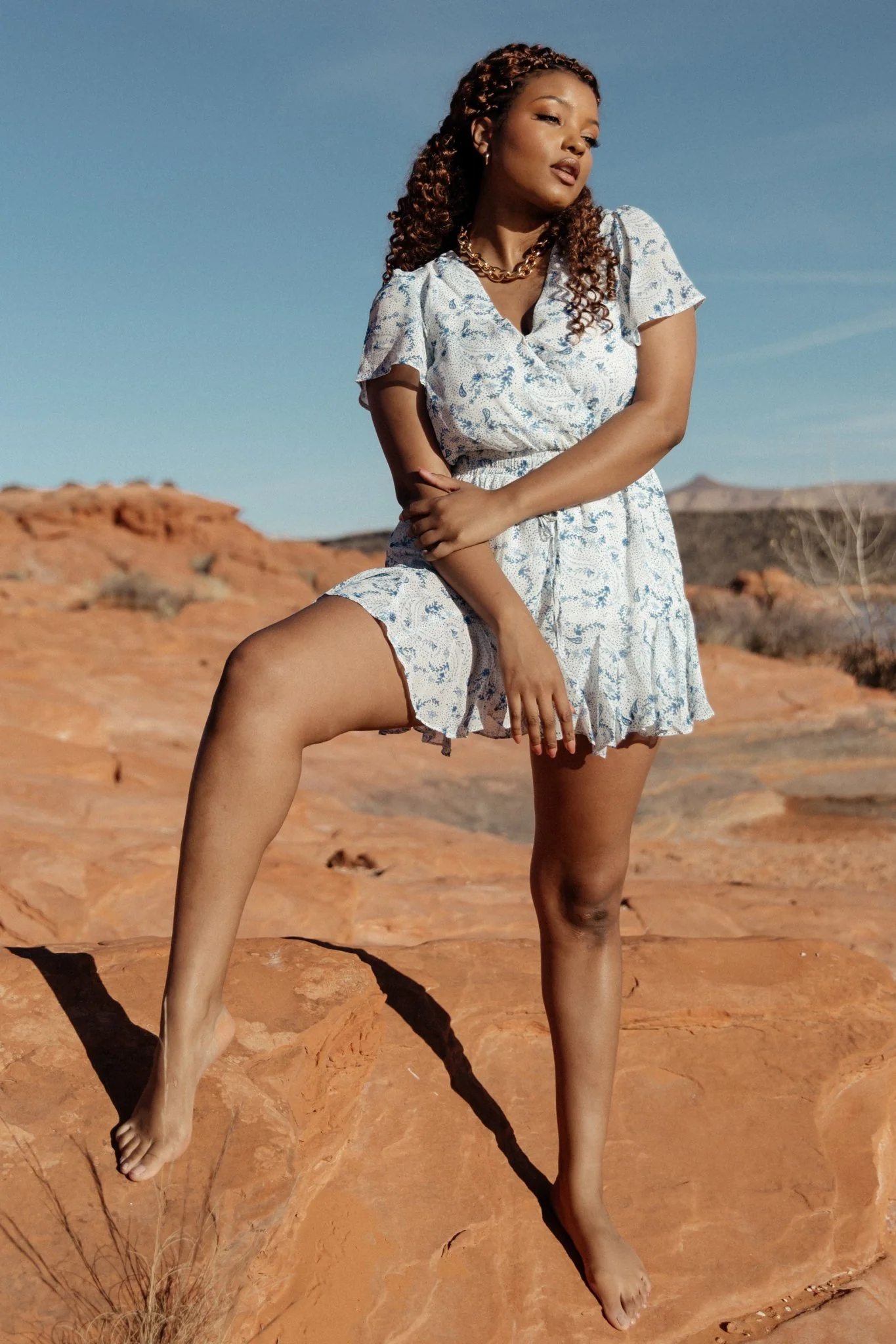 Candy Romper | Off White + Blue