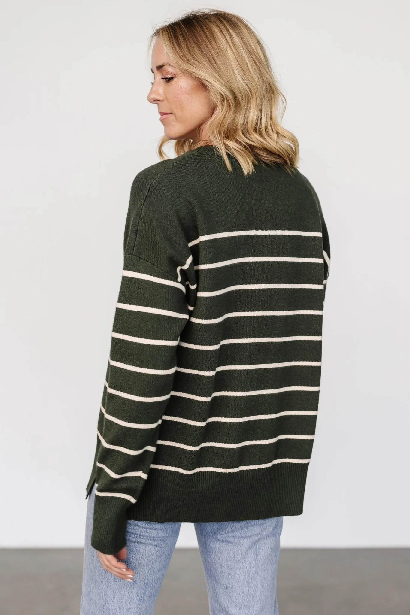 Colmar Striped Sweater | Pine + Cream