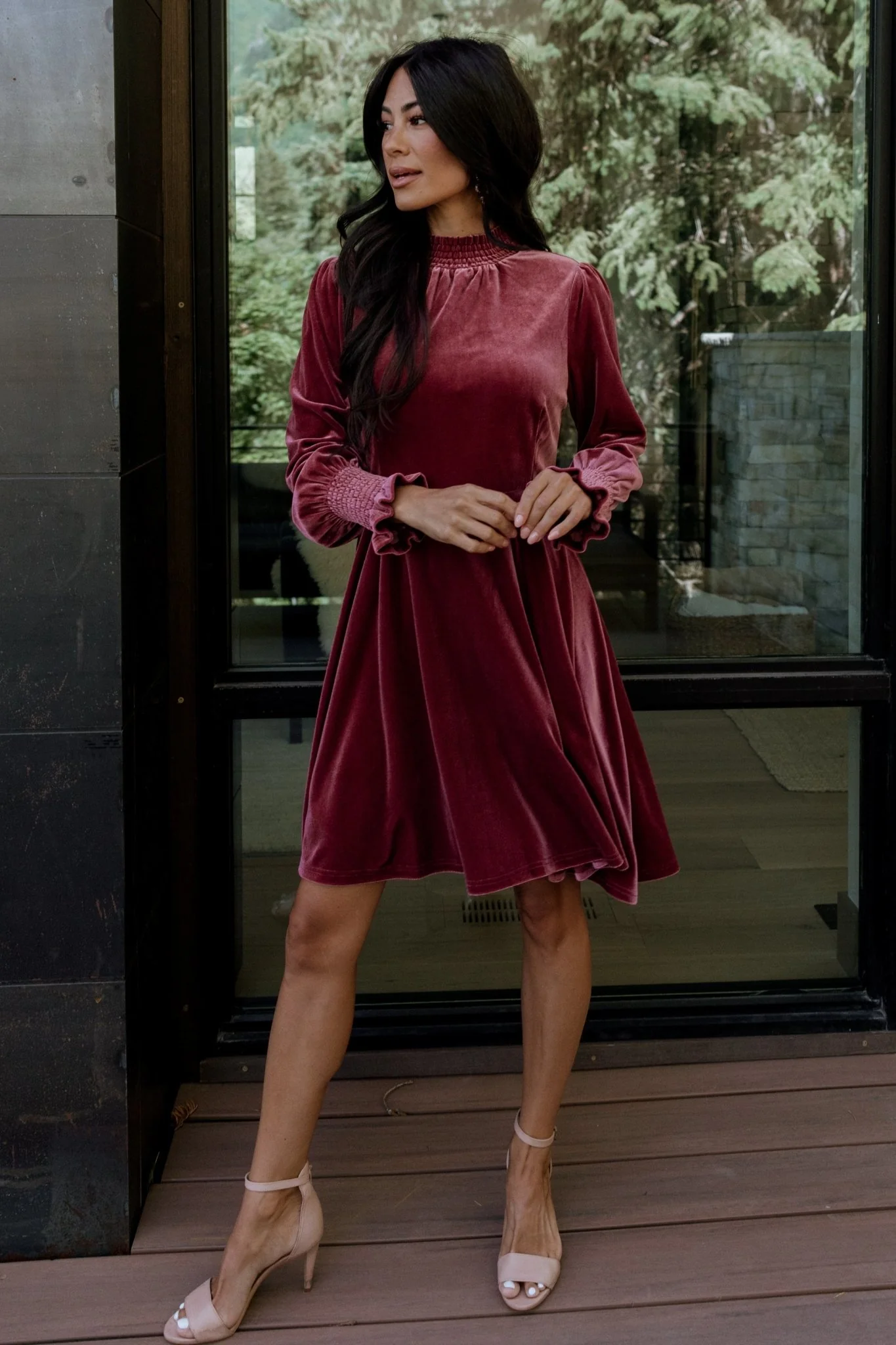 Tina Velvet Short Dress | Mauve