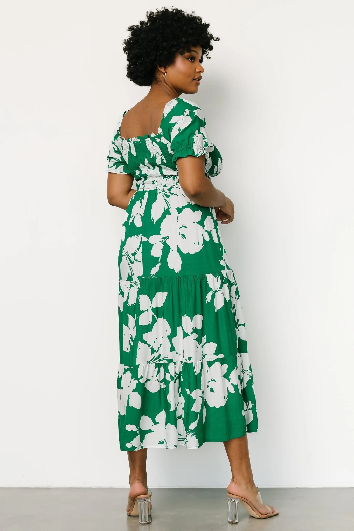 Kelley Smocked Maxi Dress | Green + White