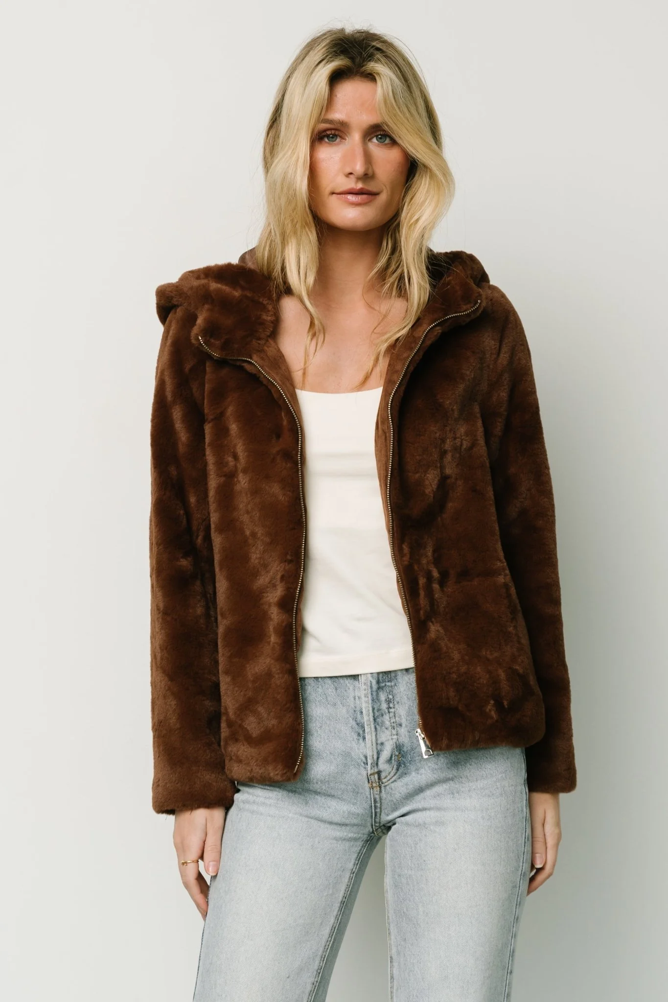 Leeds Faux Fur Jacket | Brown
