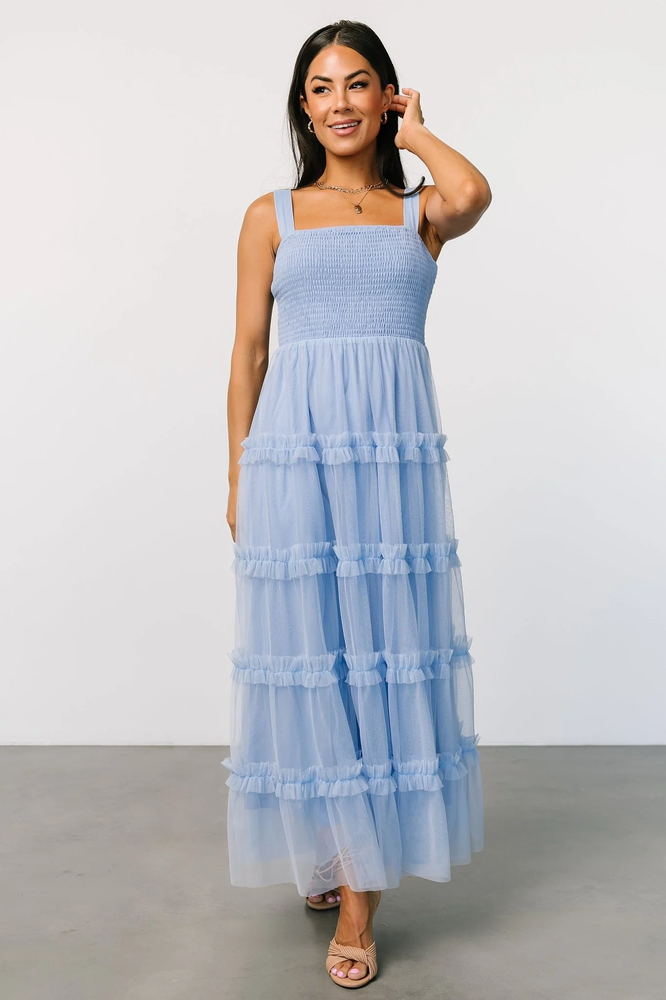 Constance Tulle Maxi Dress | Light Blue