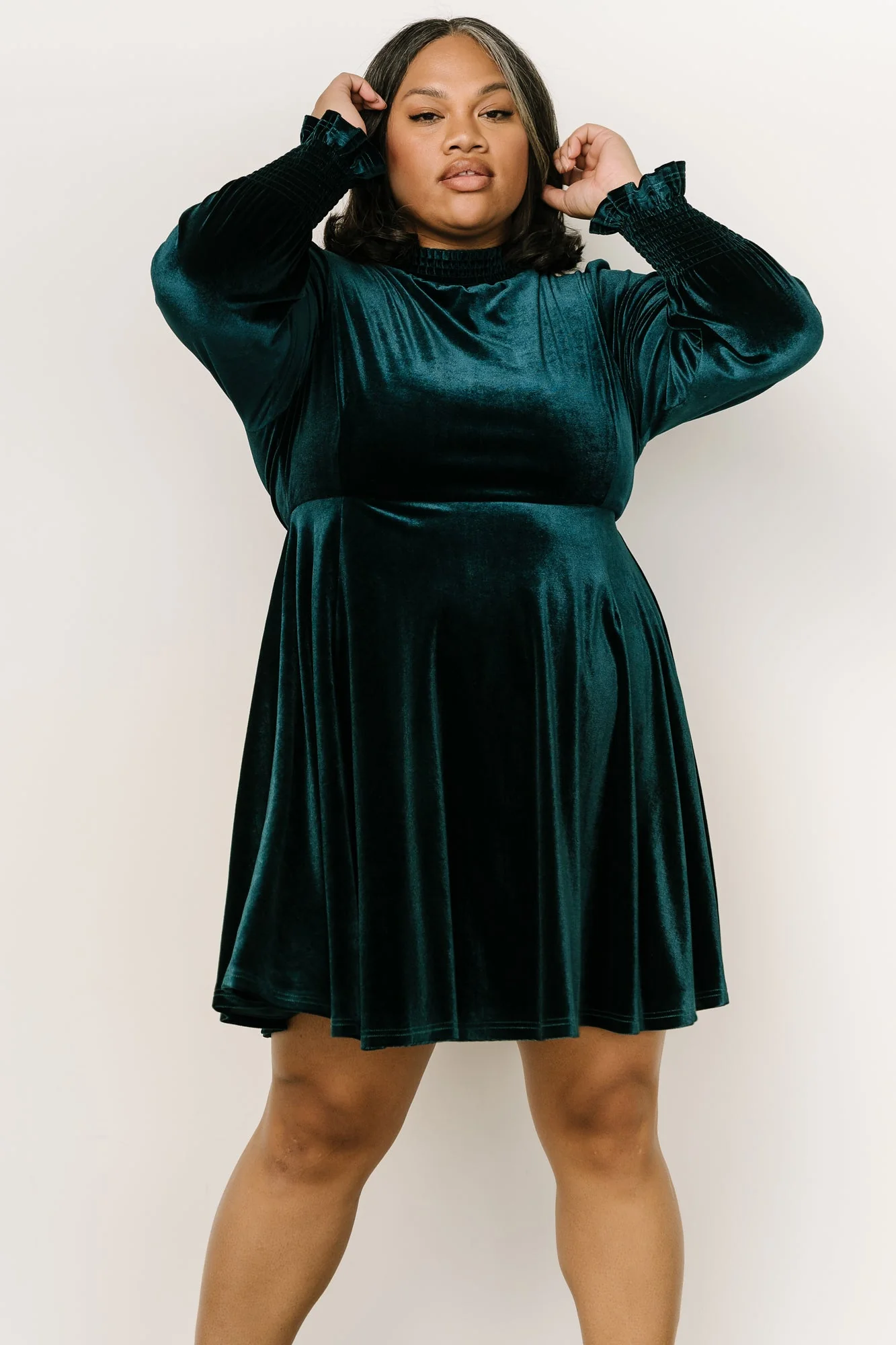 Tina Velvet Short Dress | Emerald