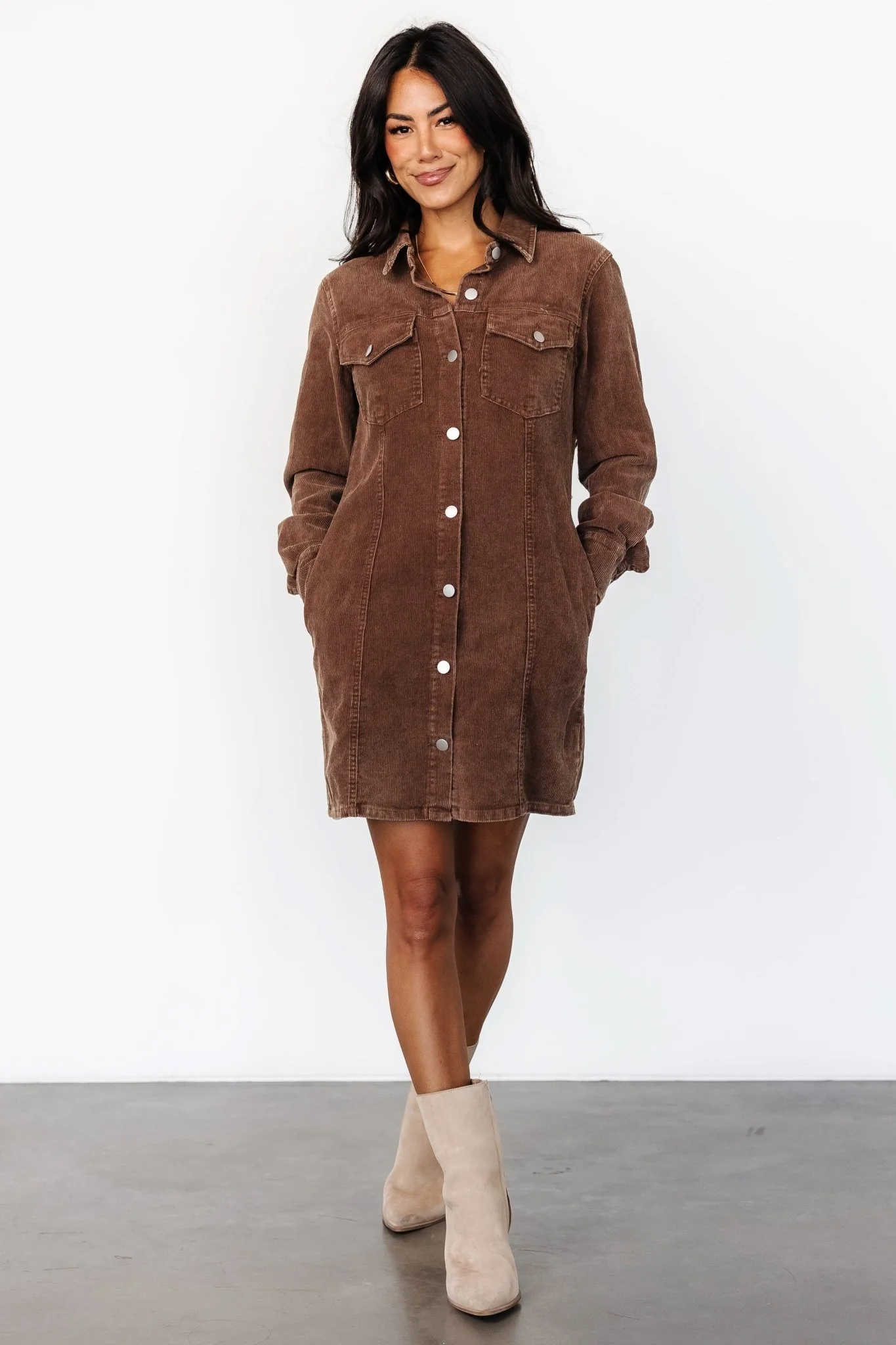 Carla Corduroy Mini Dress | Brown