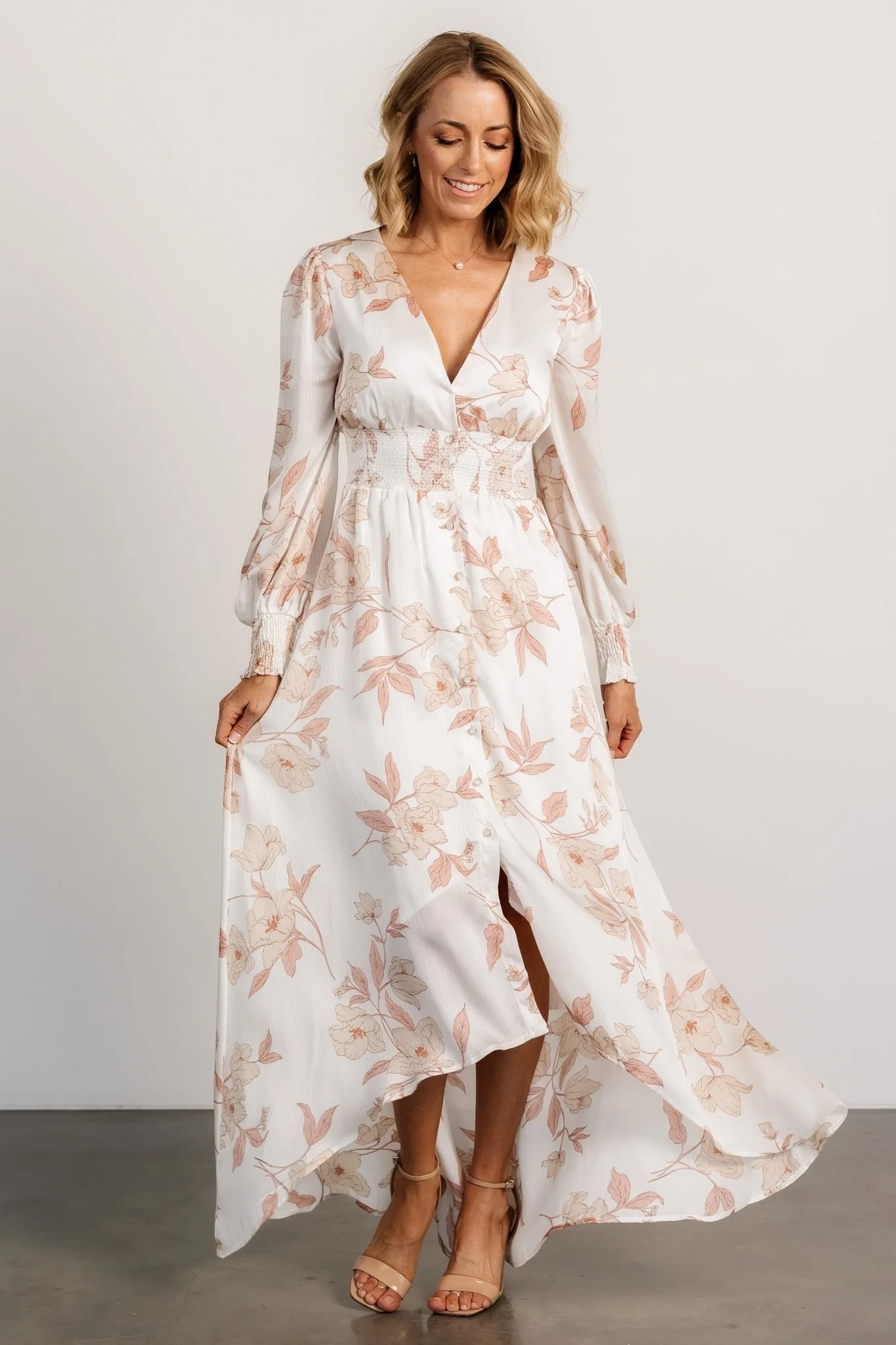 Mayfair High Low Maxi Dress | White Floral