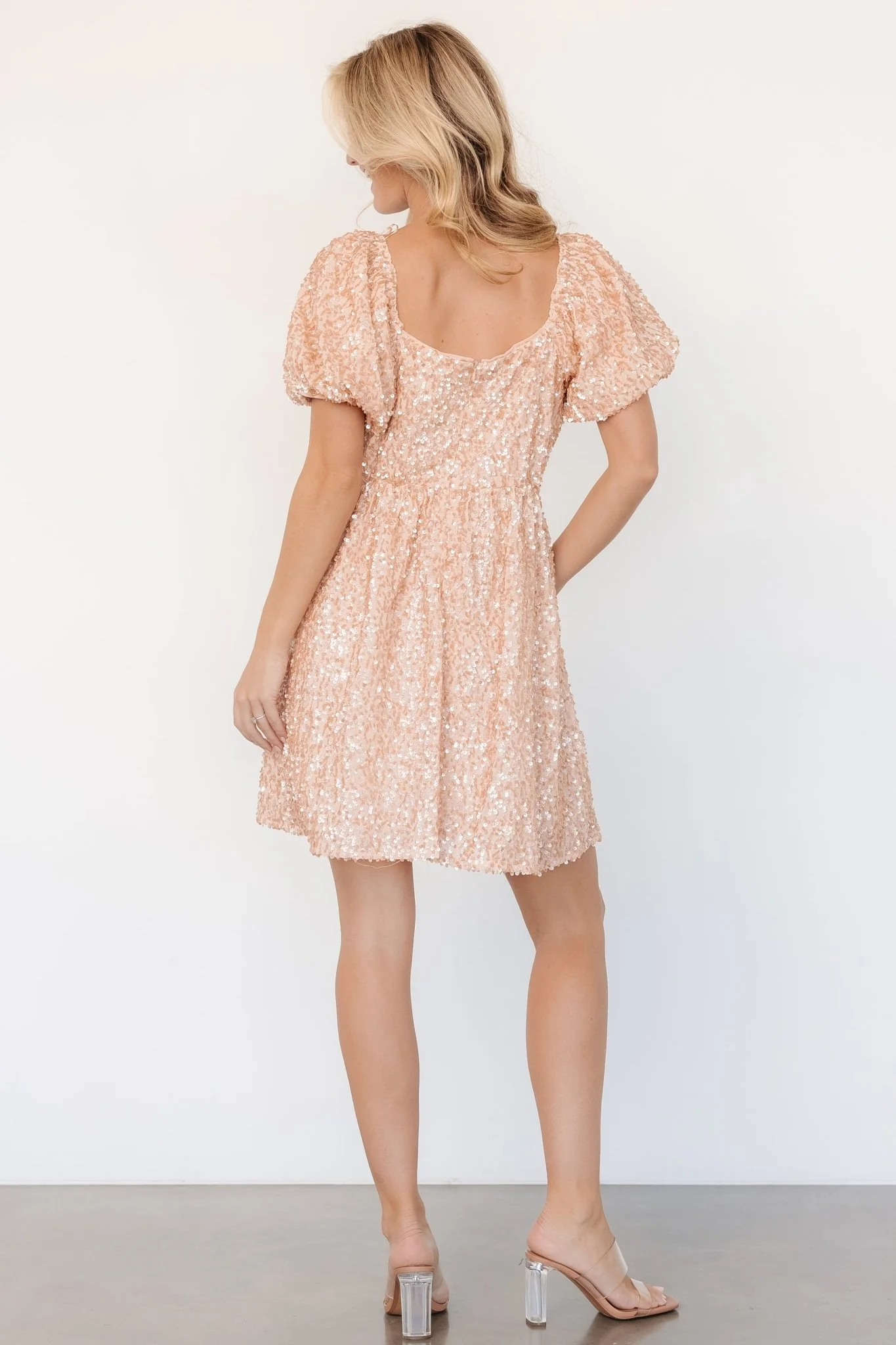 Ainsley Sequin Short Dress | Rose Gold