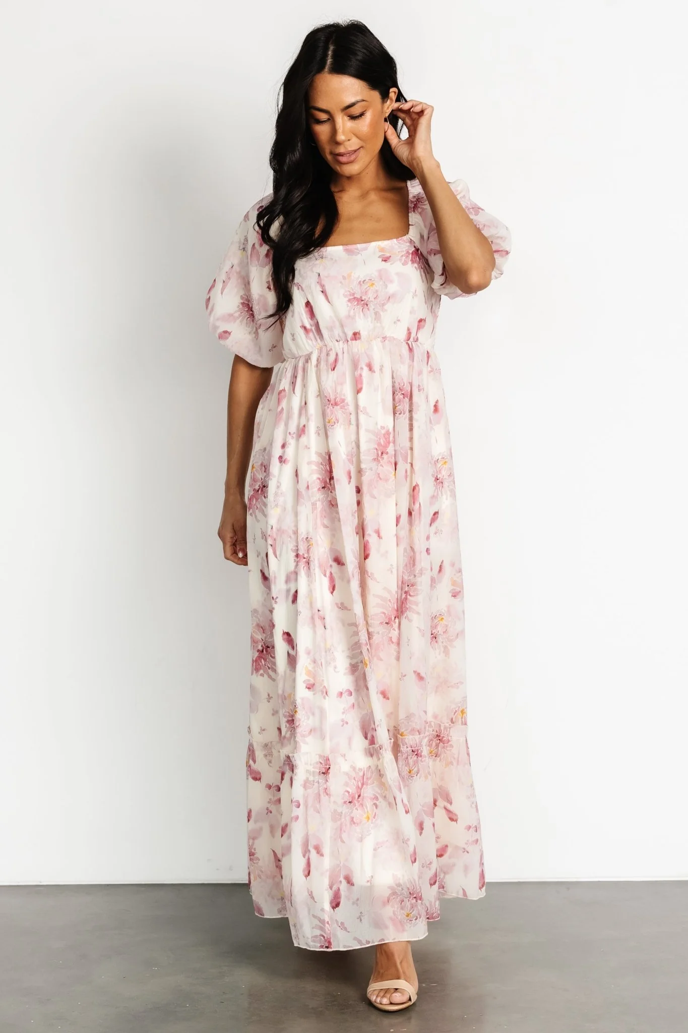 Dalia Maxi Dress | Ivory + Mauve Floral
