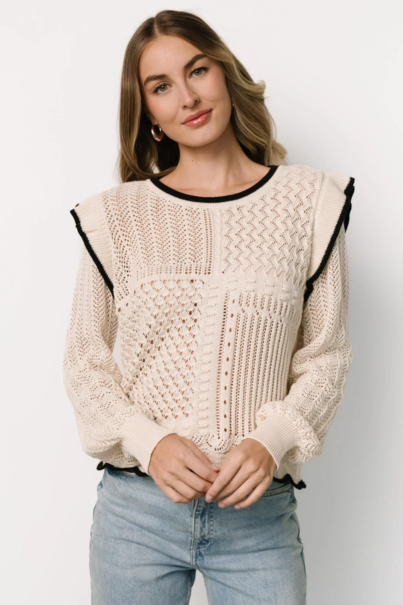Oleya Knit Sweater Top | Ivory