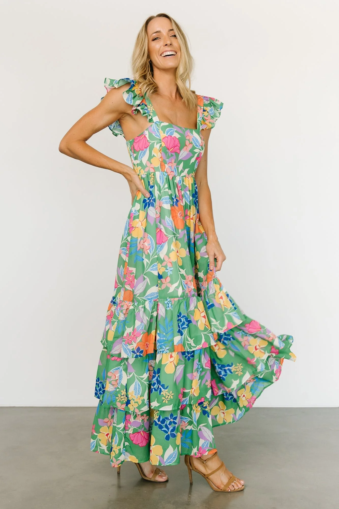 Monte Tiered Maxi Dress | Green Multi