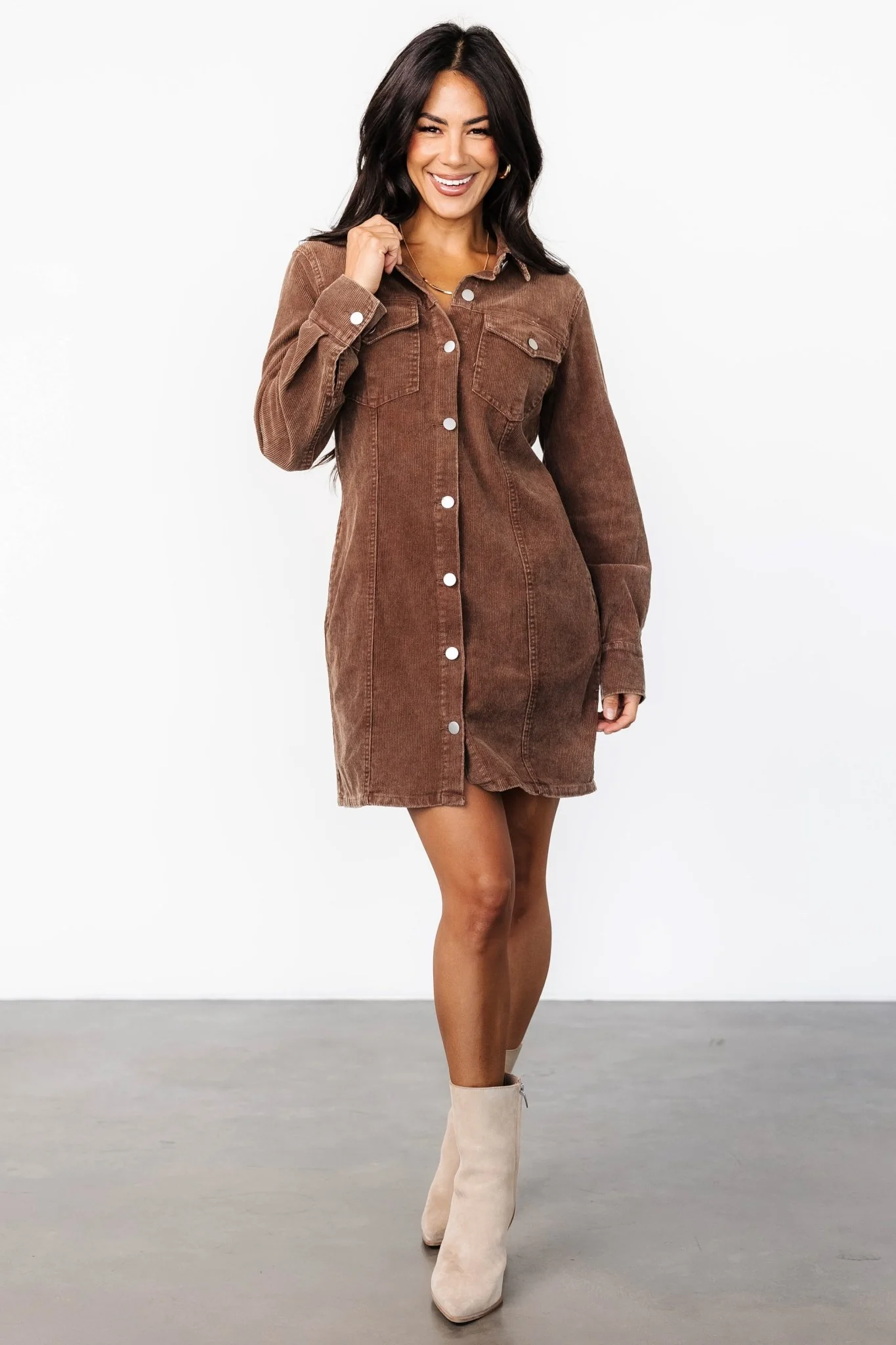 Carla Corduroy Mini Dress | Brown