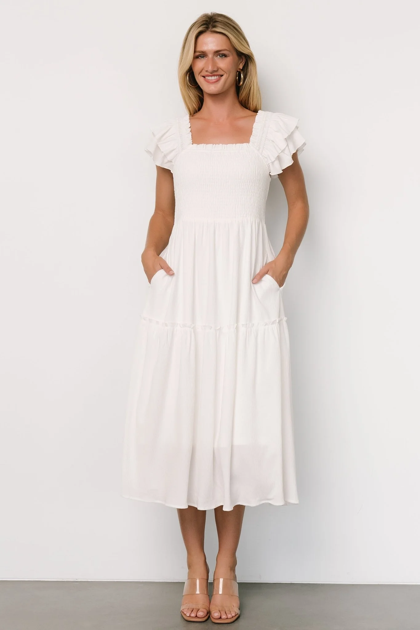 Jacie Smocked Midi Dress | White