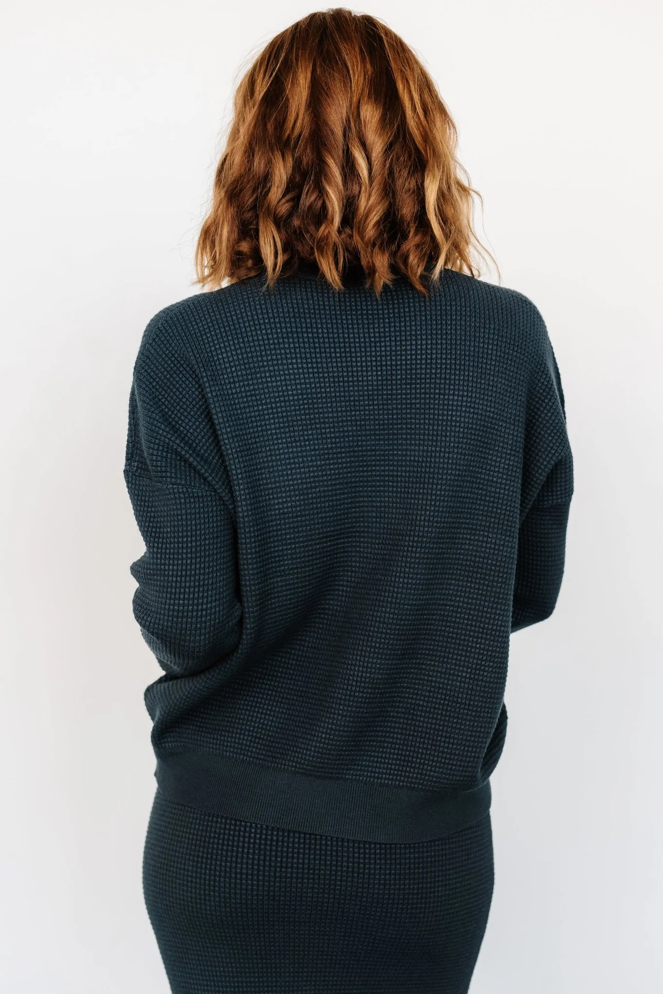 Carey Waffle Sweater | Midnight Blue