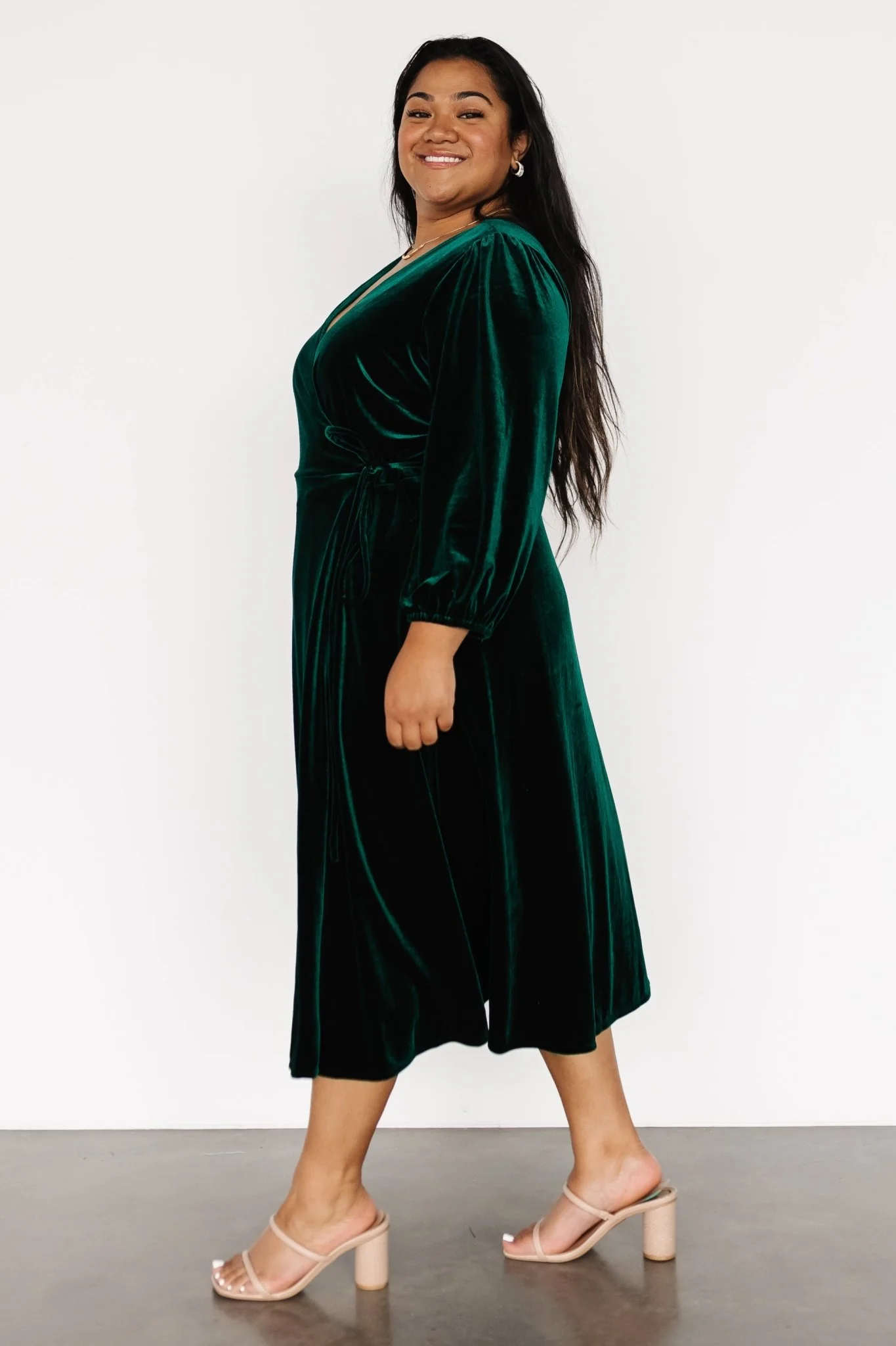Beckinsale Velvet Wrap Dress | Dark Green