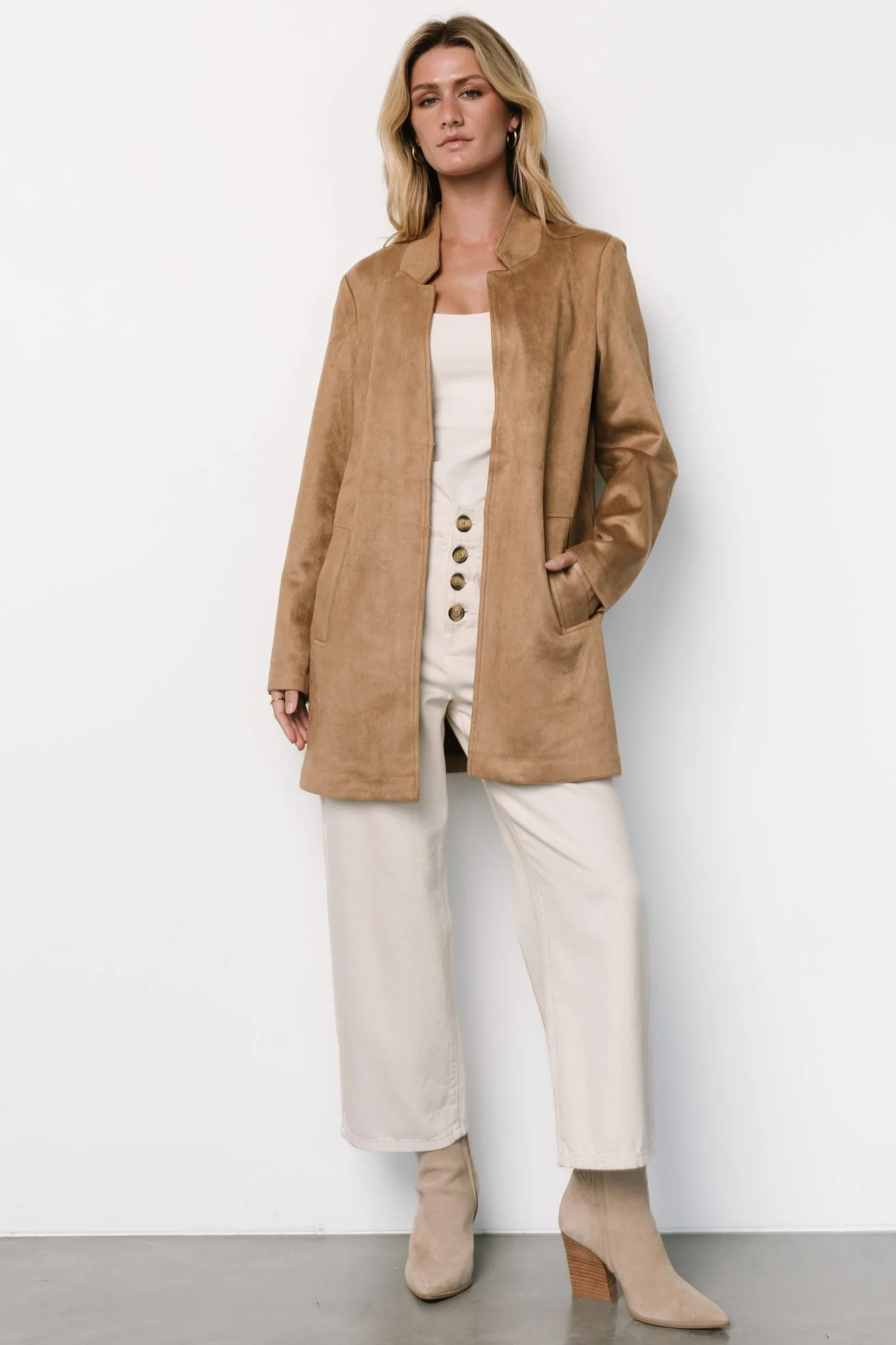 Queenie Faux Suede Jacket | Camel
