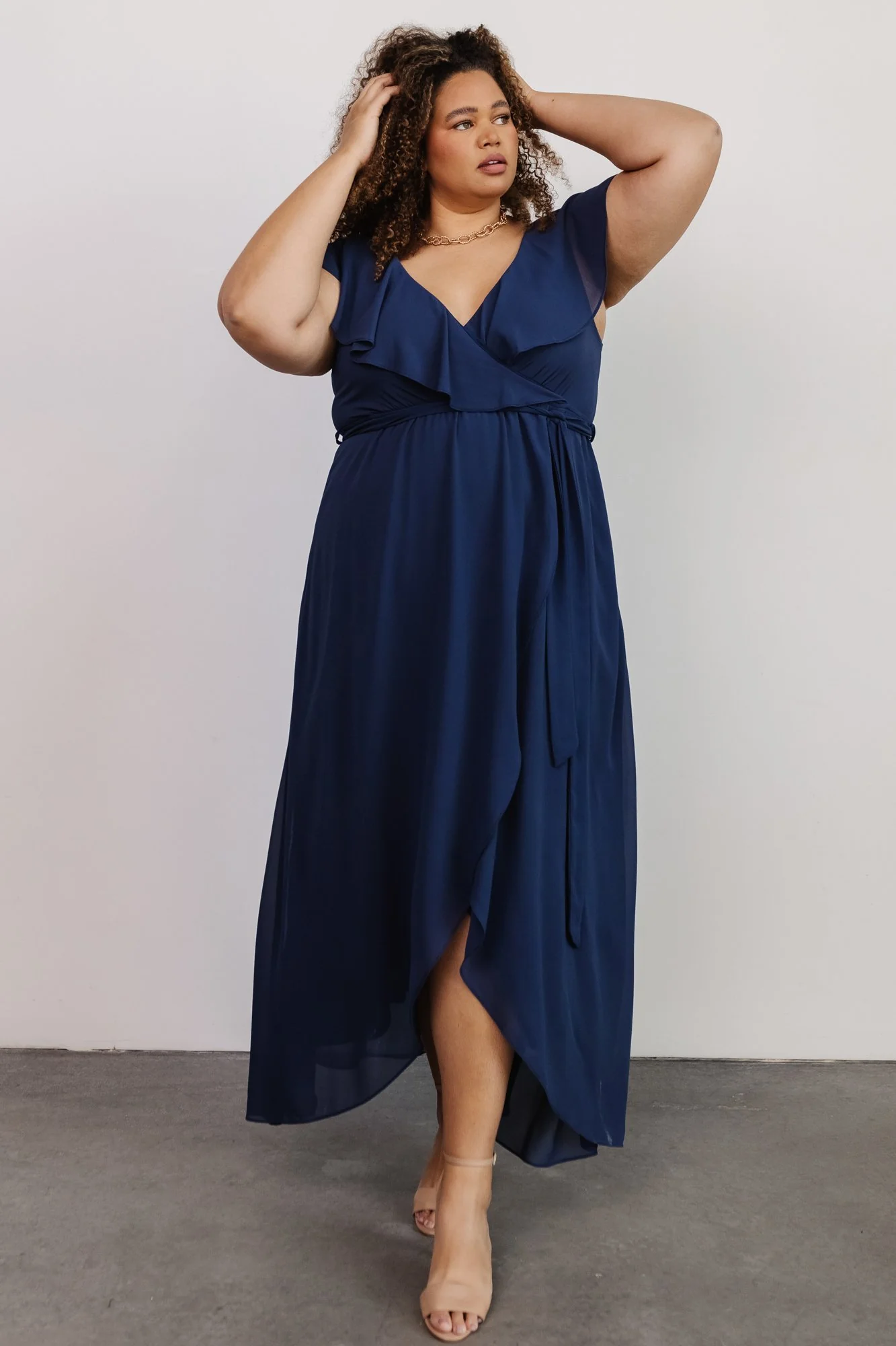 Katya Ruffle Maxi Dress | Navy